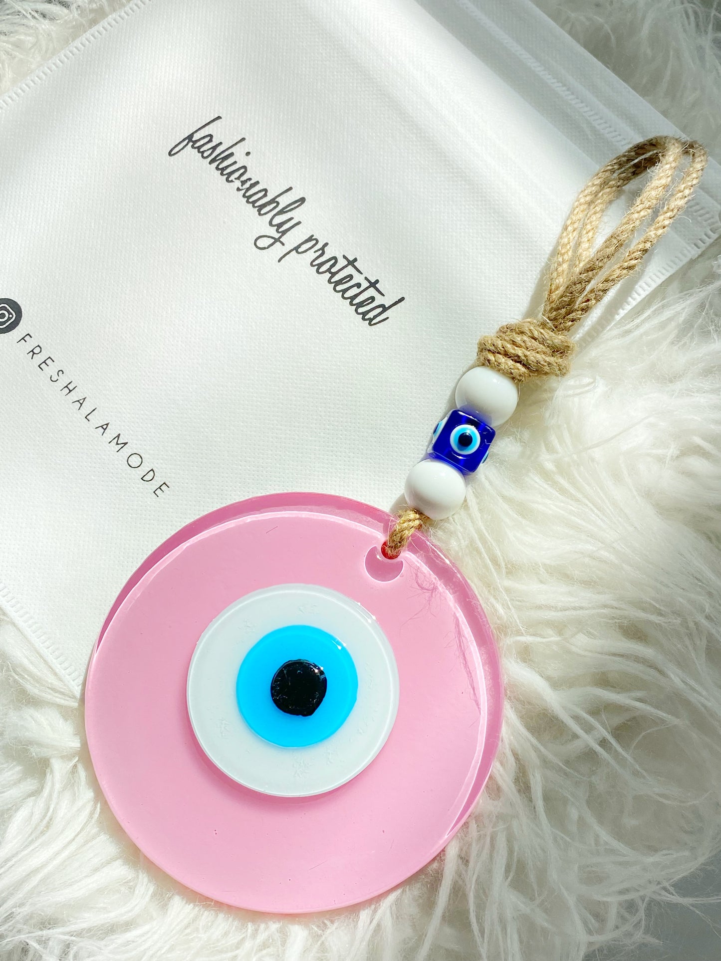 XL PINK Evil Eye Glass Amulet