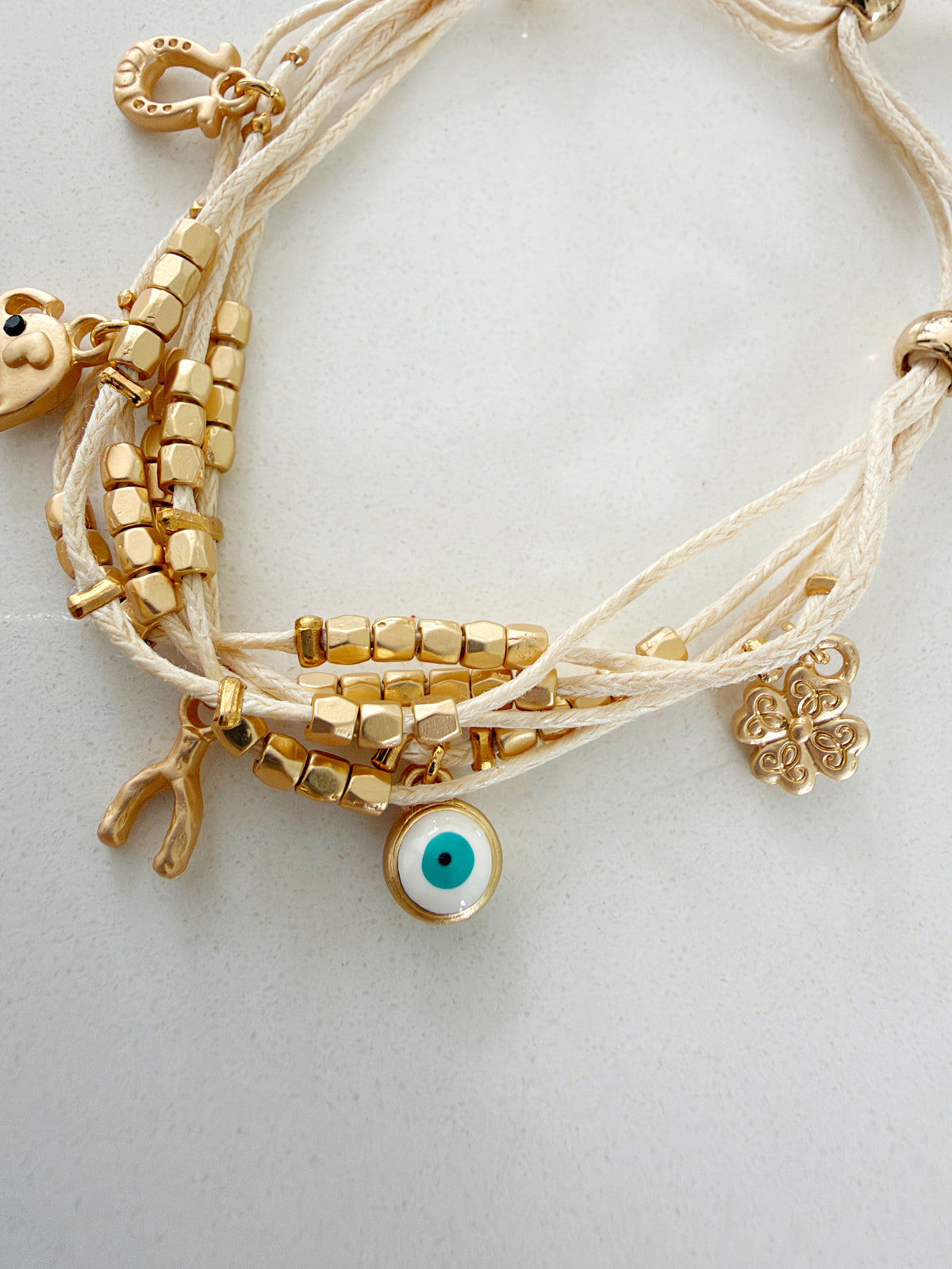 Lucky Protection Evil Eye Charm Bracelet Ivory