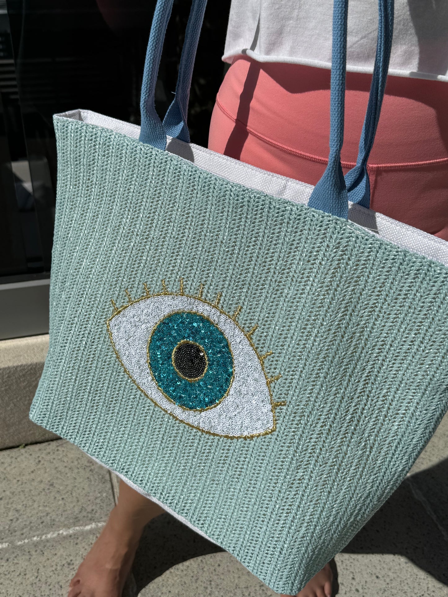 Pastel Evil Eye Sequin Tote