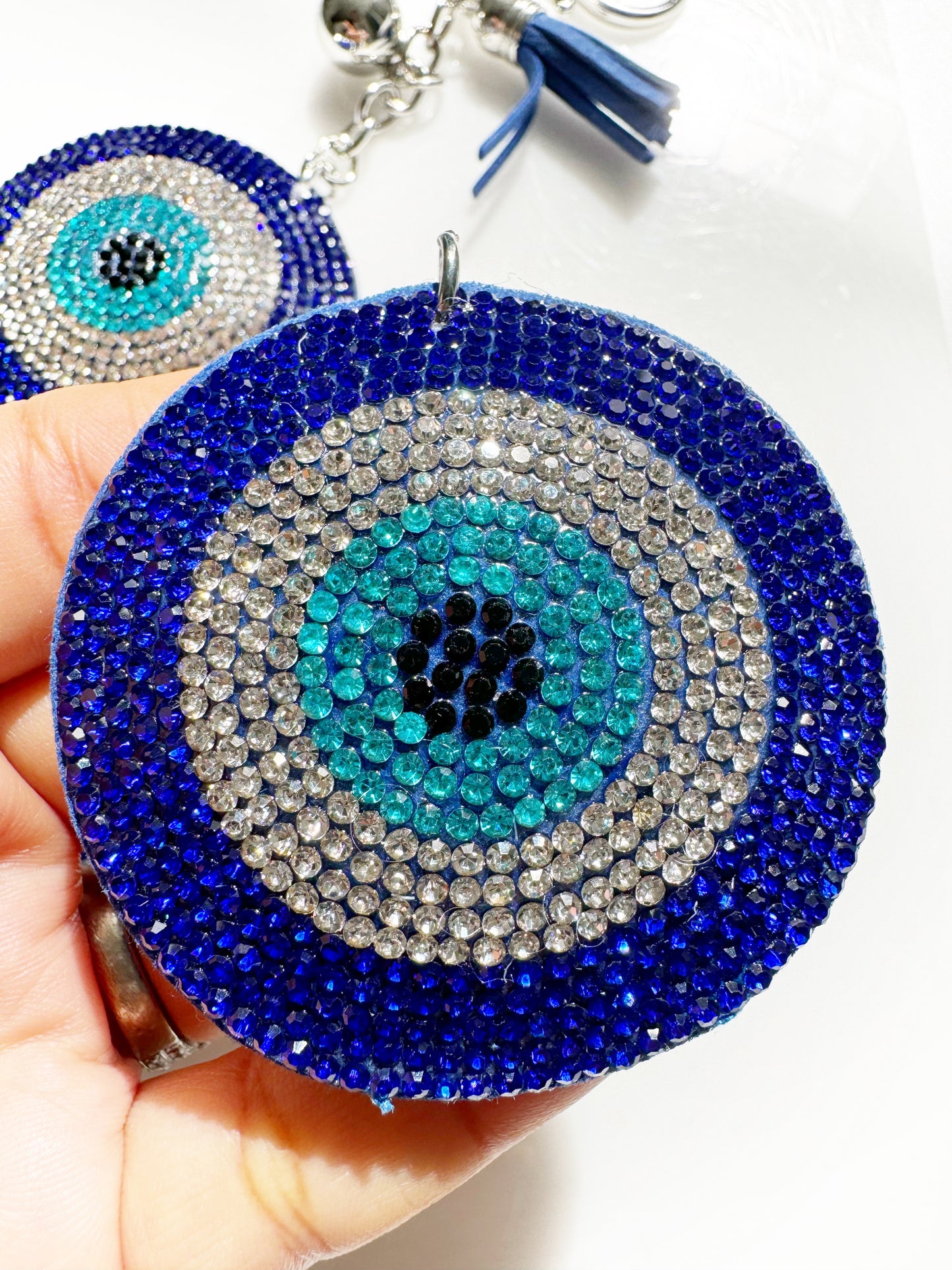 Classic Blue Evil Eye Crystal Keychain Clip