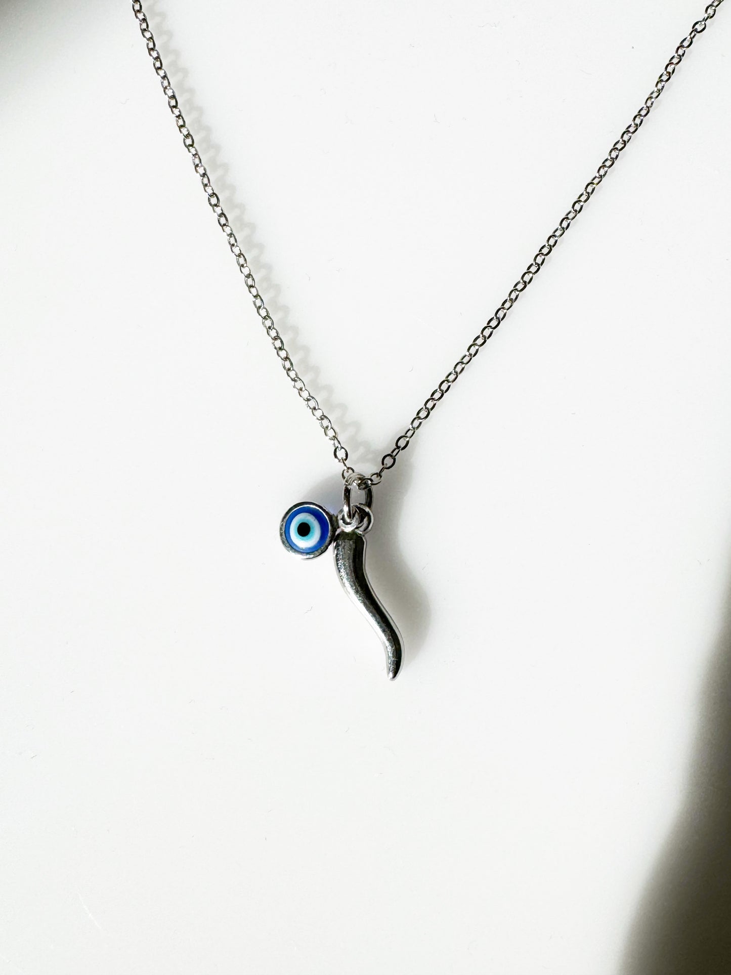 Evil Eye Chili Horn Maloccio Cornicello Charm Necklace