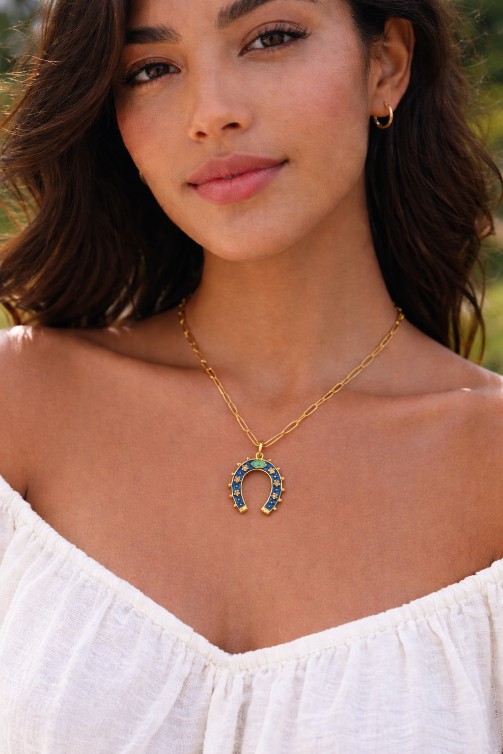 Lucky Evil Eye Horseshoe Necklace