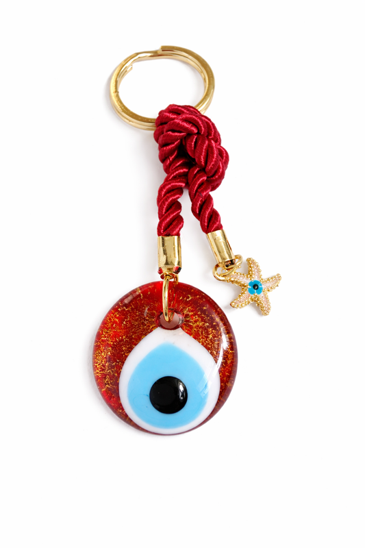 Ruby Evil Eye Roped Charm Keychain