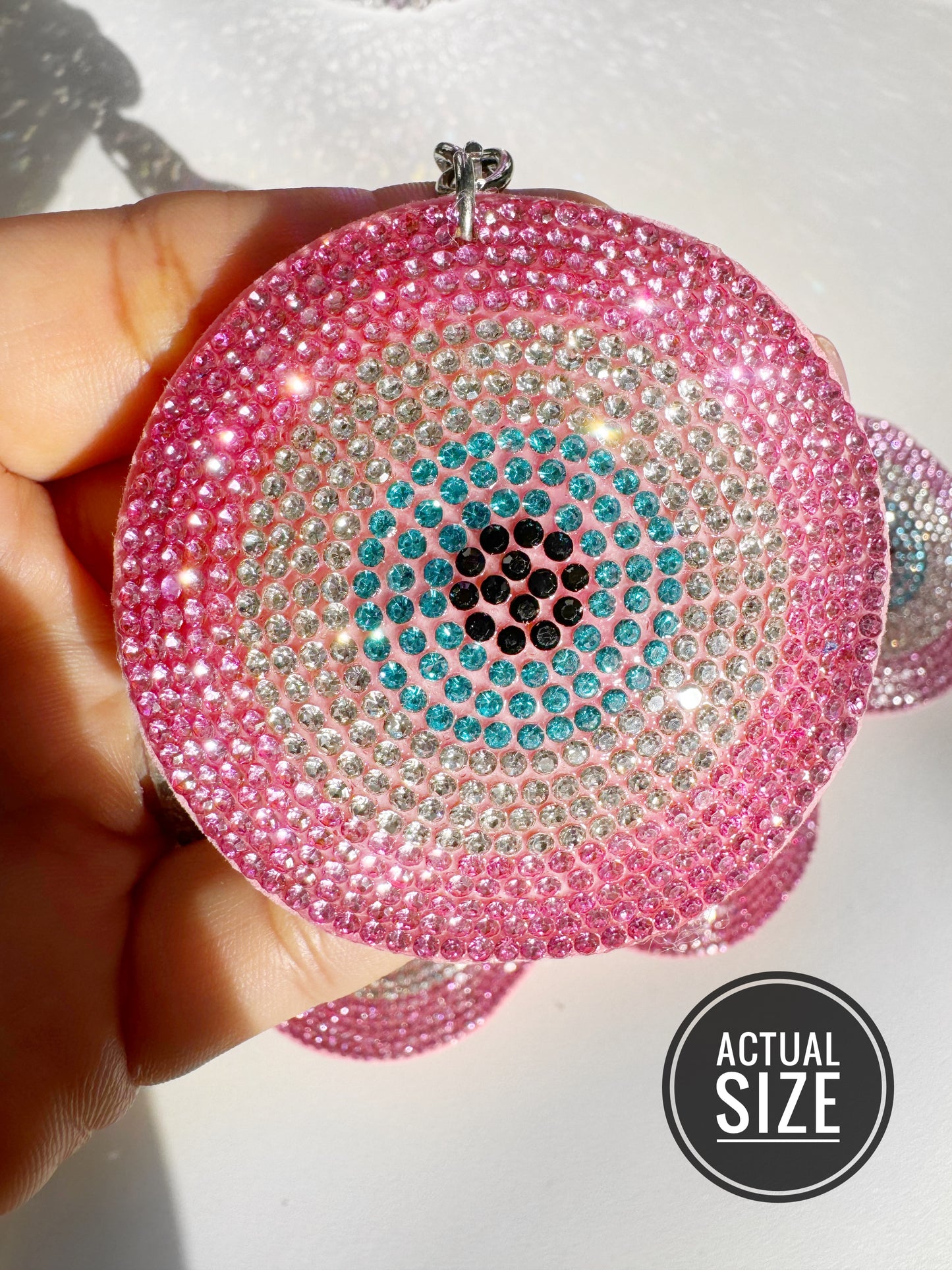 Pink Evil Eye Crystal Key Chain Clip Gift