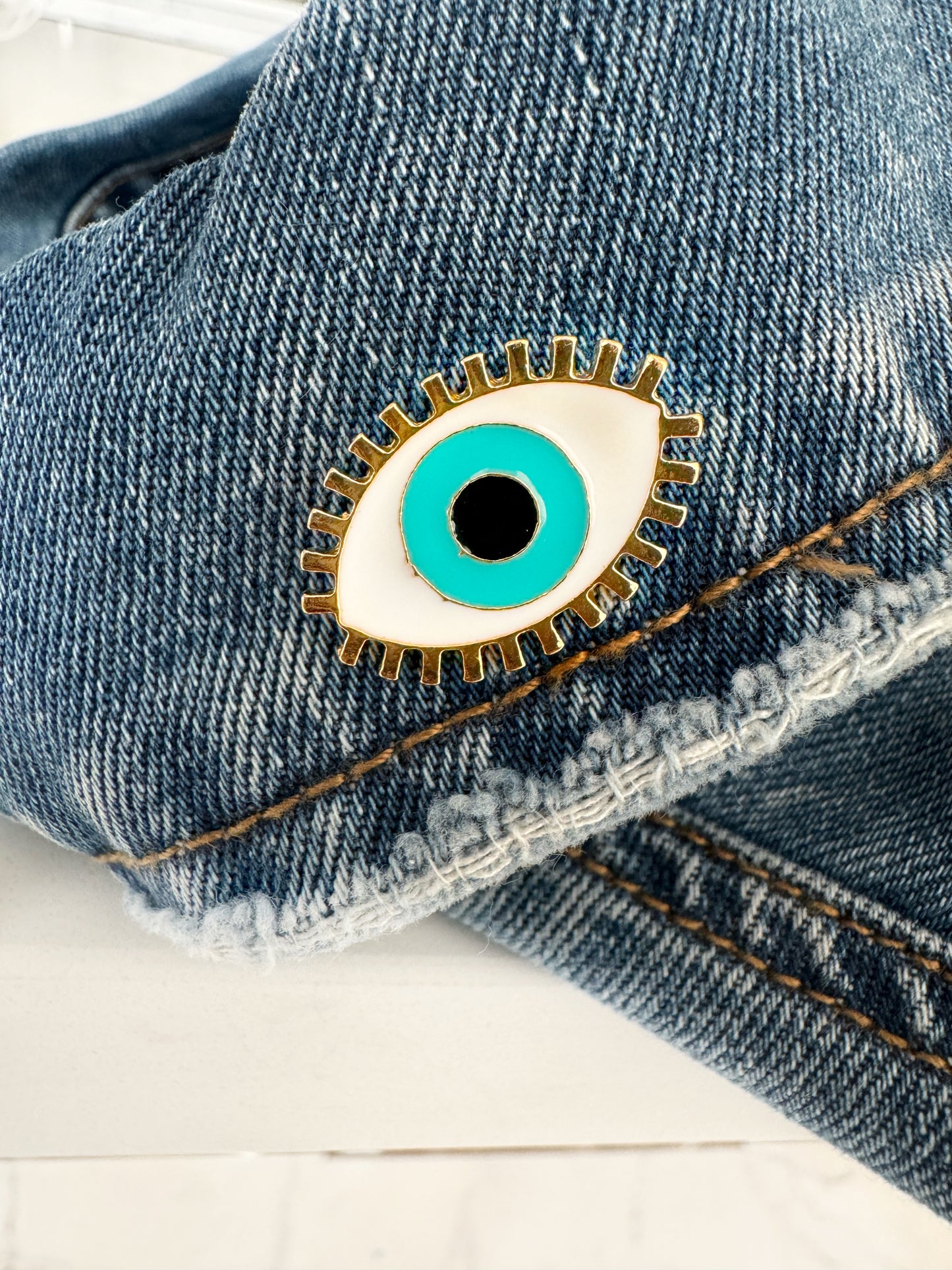 Evil Eye Modern Push Back Pin Brooch