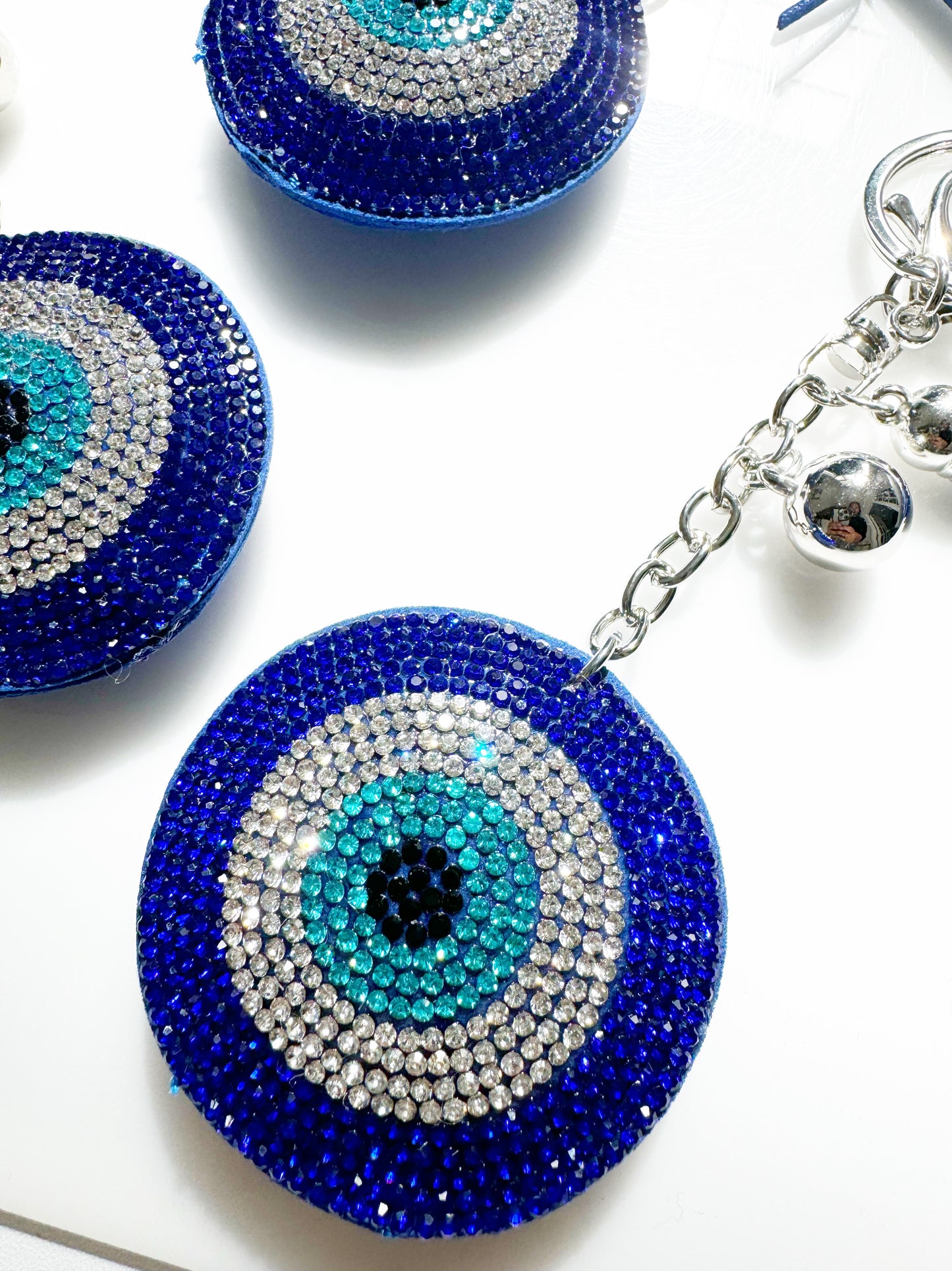 Classic Blue Evil Eye Crystal Keychain Clip