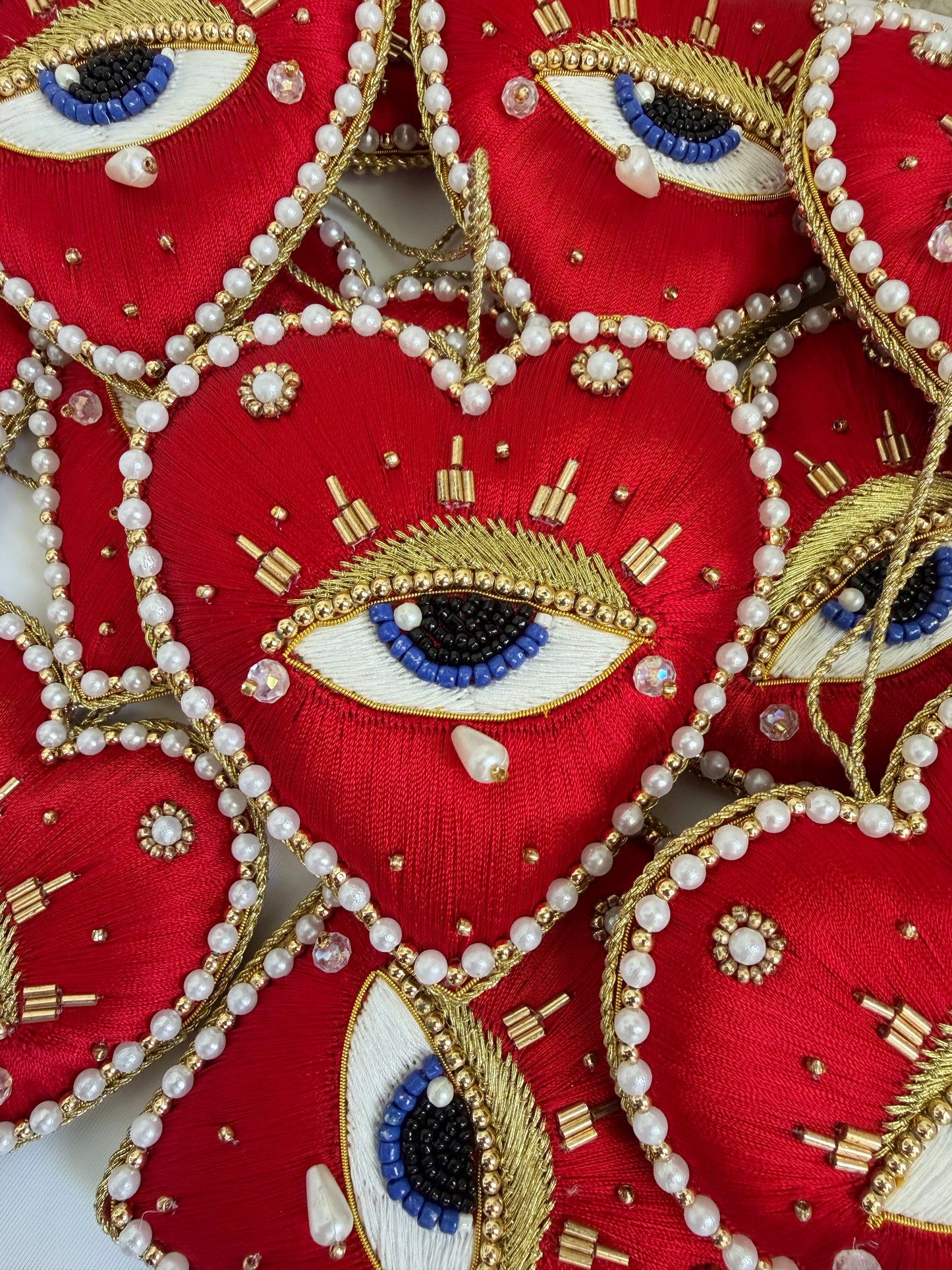 Hand Embroidered Evil Eye Heart Plush Decor includes GIFTBAG