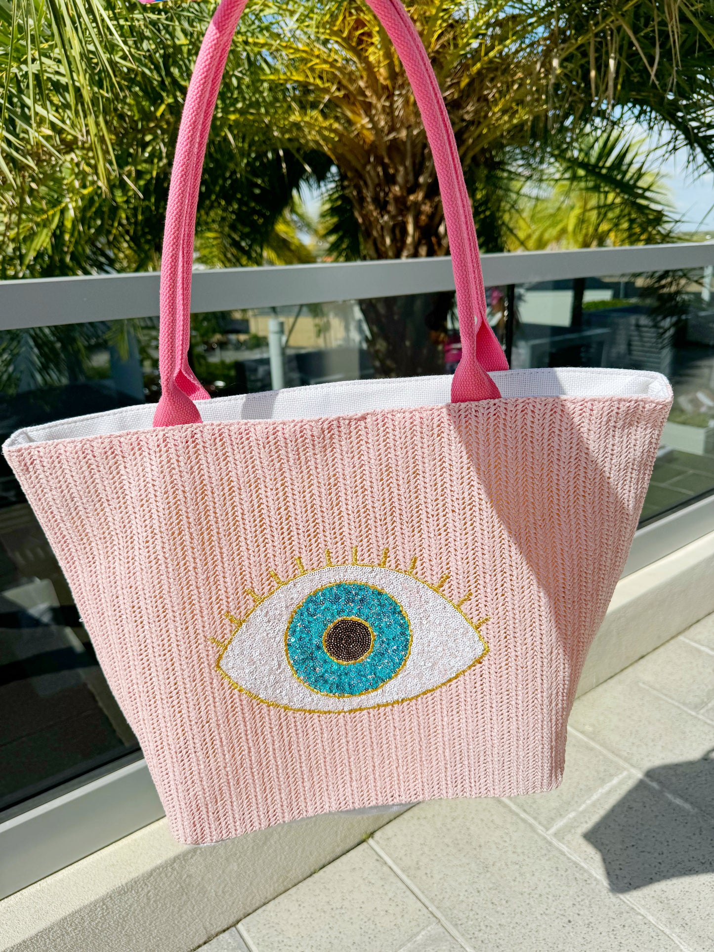 Pastel Evil Eye Sequin Tote