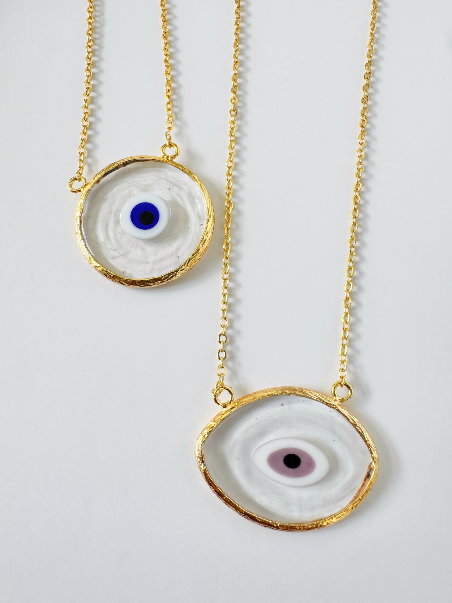 Golden Glass Brass Evil Eye Necklace with GIFT travel FP case