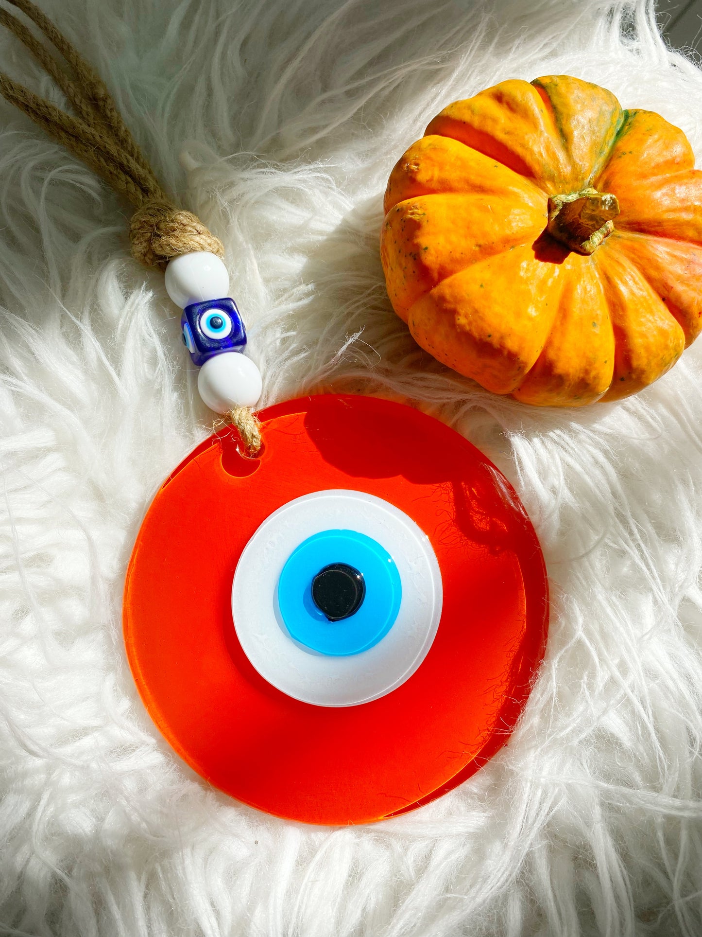 Orange Evil Eye Glass XL Amulet Decor