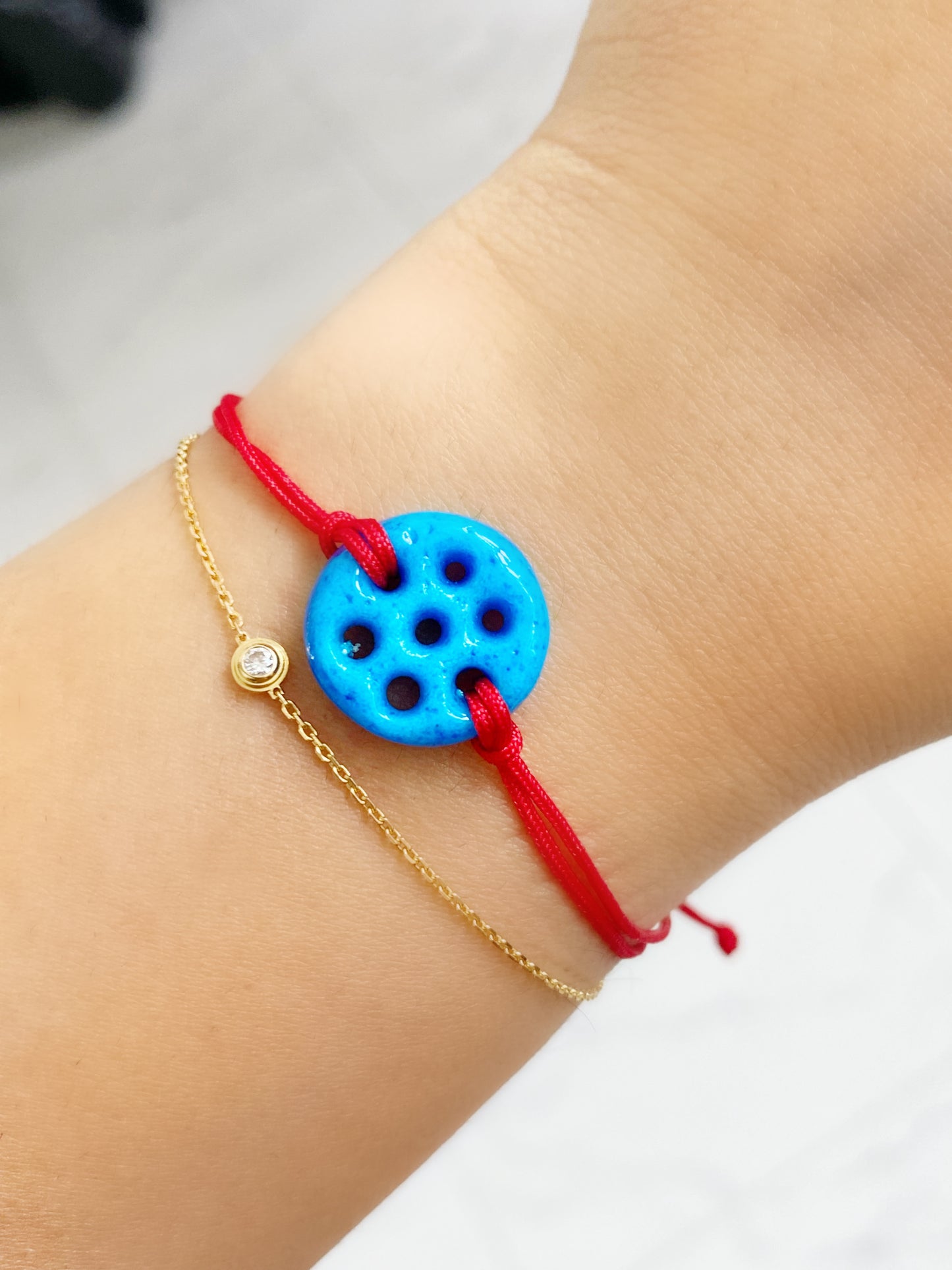 SURYANI (Assriyan) Turquoise Stone Evil Eye Red String Bracelet