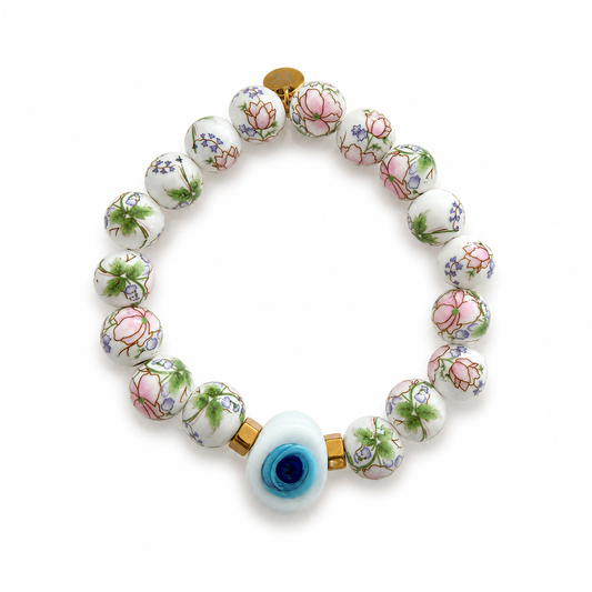 Spring Garden Porcelain Evil Eye Bracelet