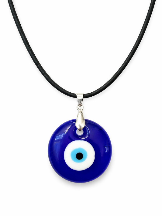 Evil Eye Glass Suede Wrap Necklace