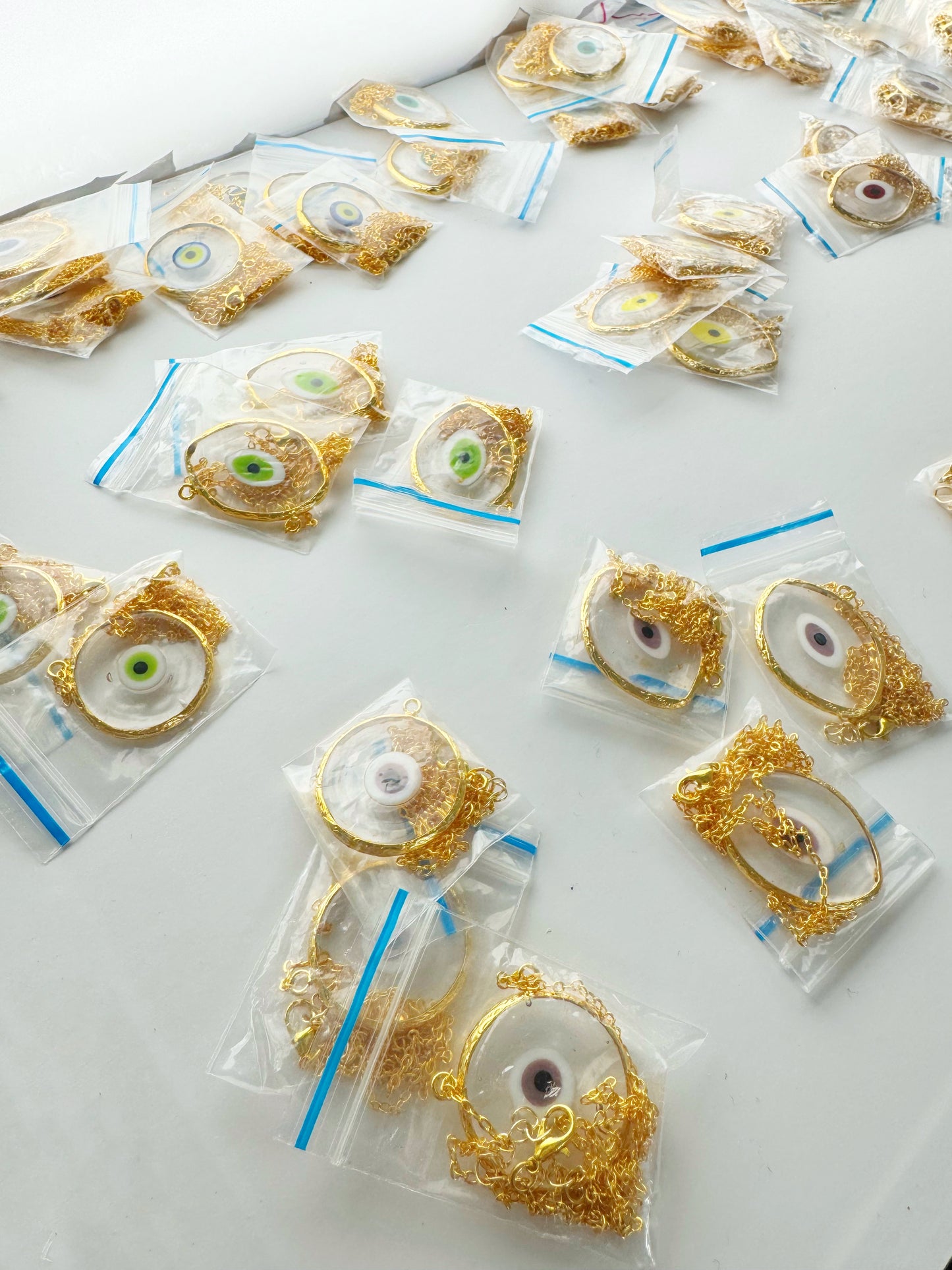 Golden Glass Brass Evil Eye Necklace with GIFT travel FP case