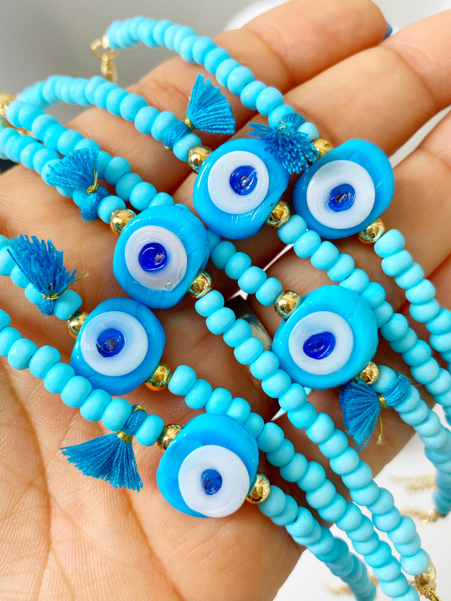 Evil Eye Ceramic Bosphorus Beaded Tassel Bracelet