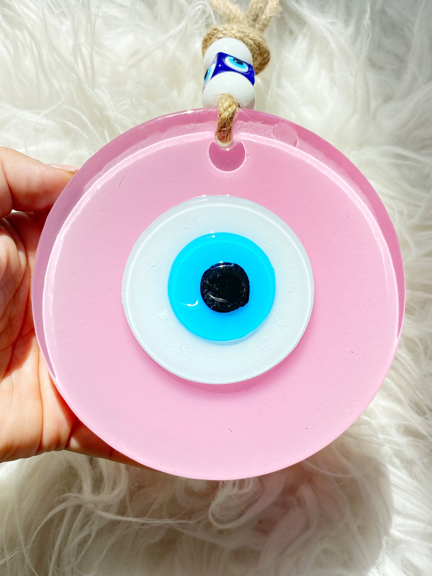 XL PINK Evil Eye Glass Amulet