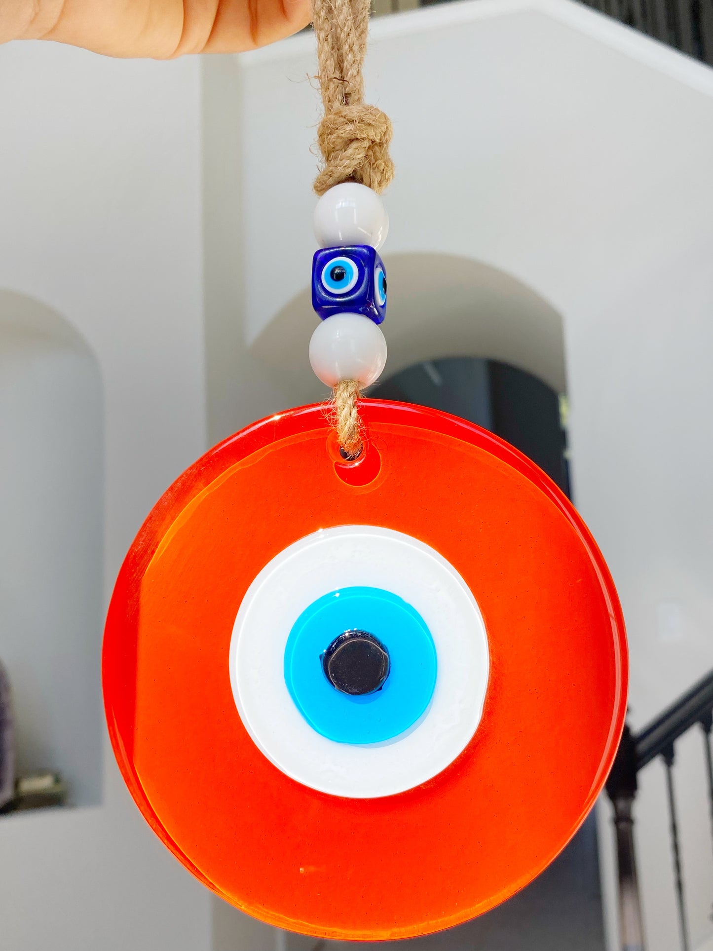 Orange Evil Eye Glass XL Amulet Decor