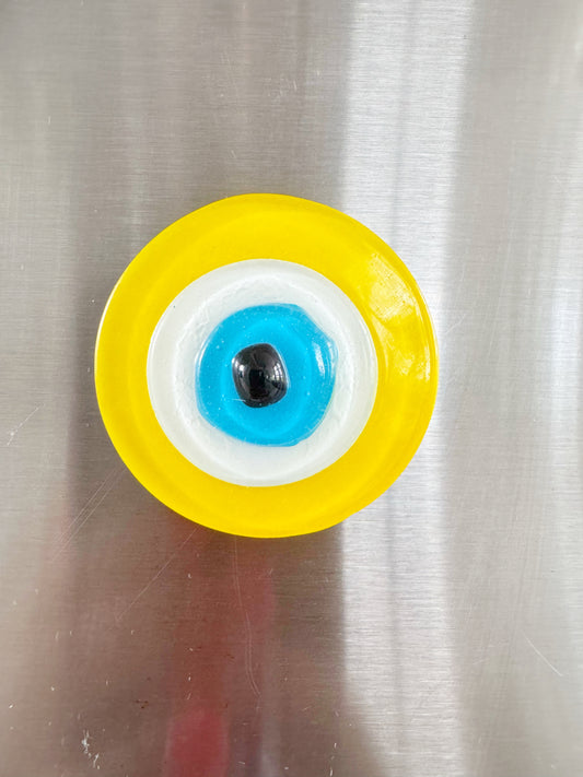 Yellow Glass Evil Eye Magnet