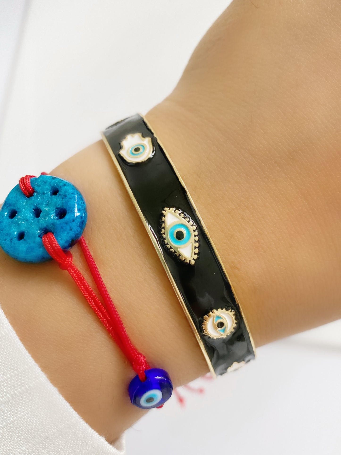 Evil Eye Enamel Bangle Cuffs