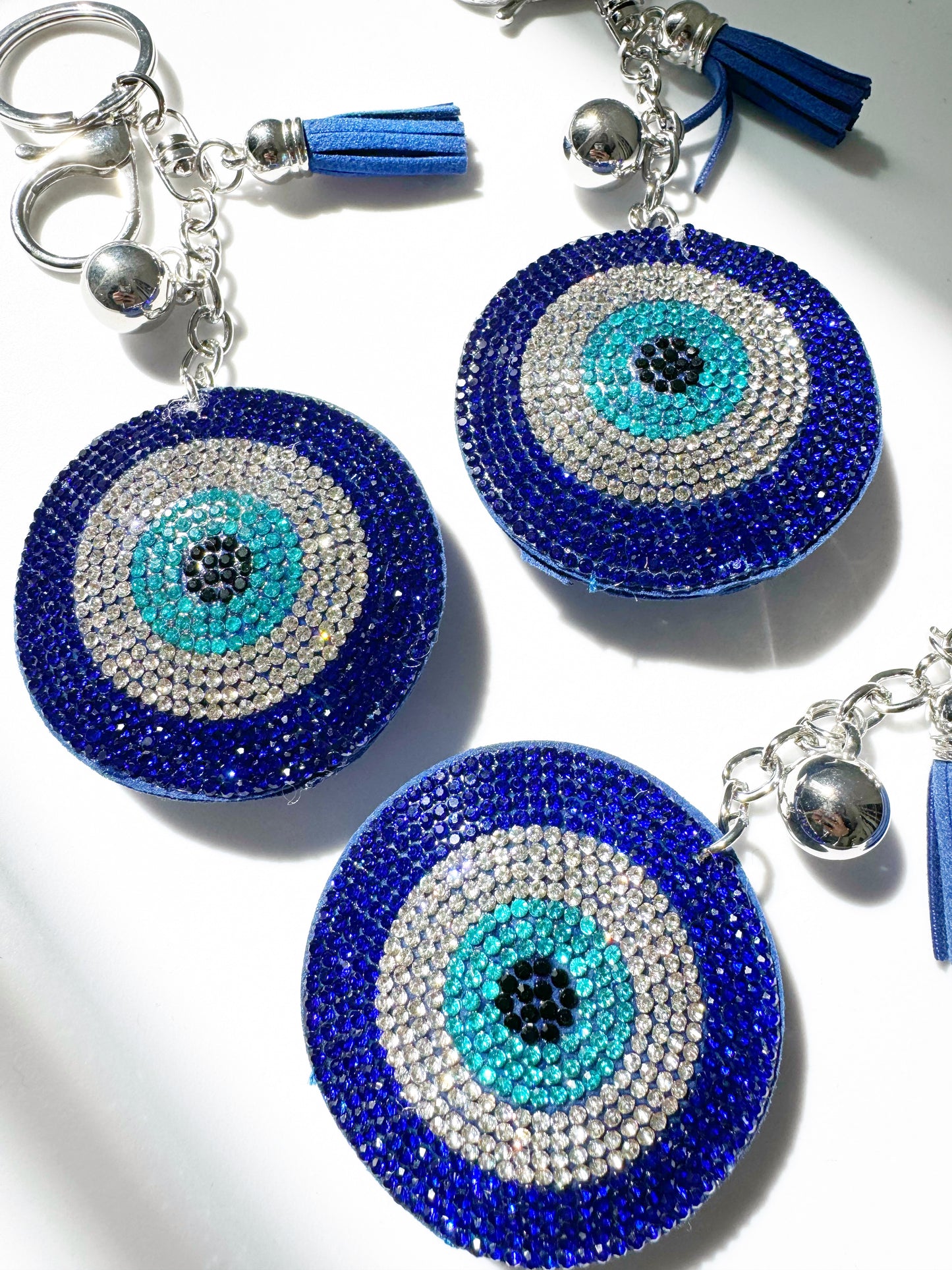 Classic Blue Evil Eye Crystal Keychain Clip