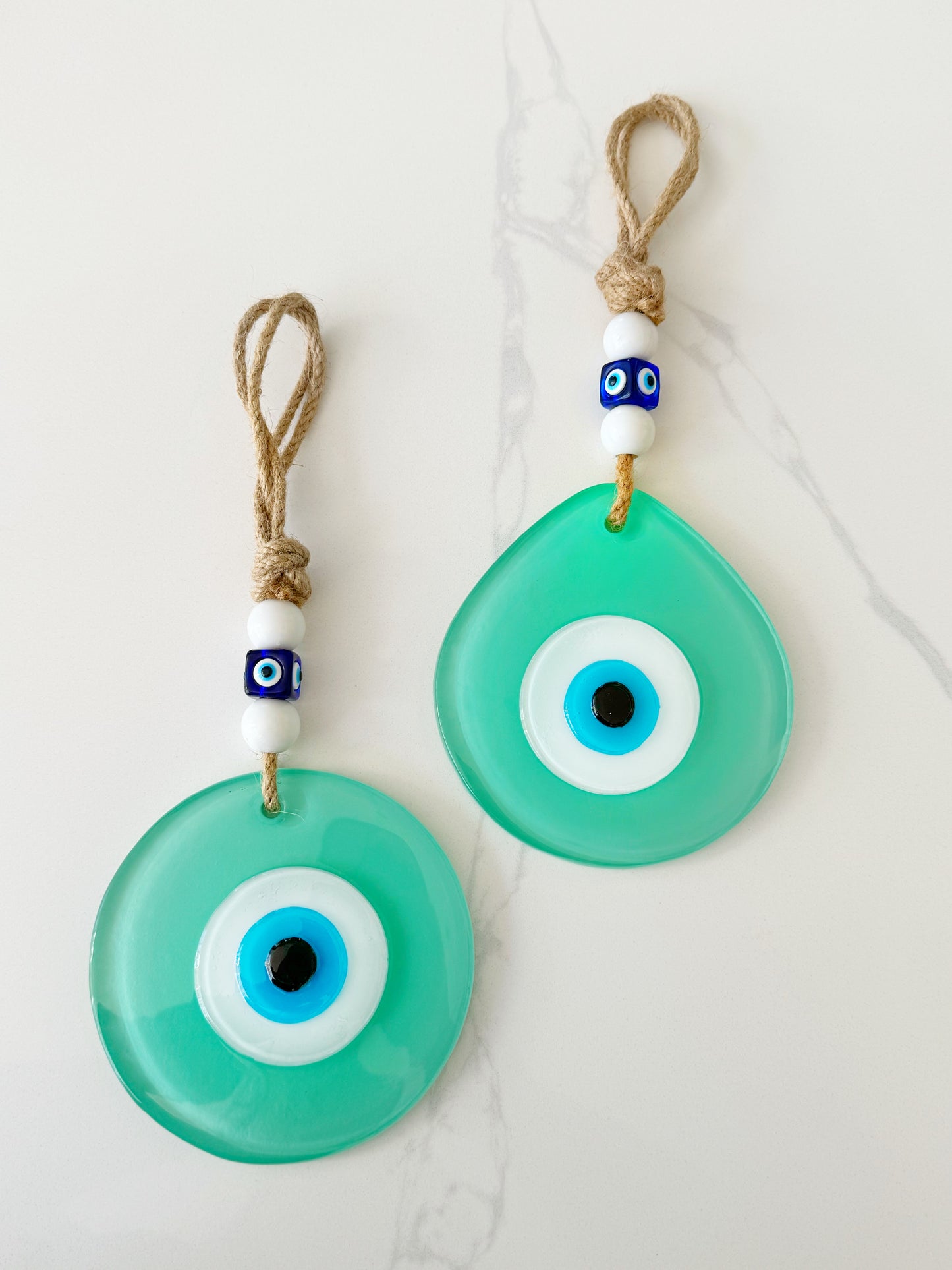 NEW! Teal Evil Eye Glass Amulet with Dustbag. SHIPS FREE!