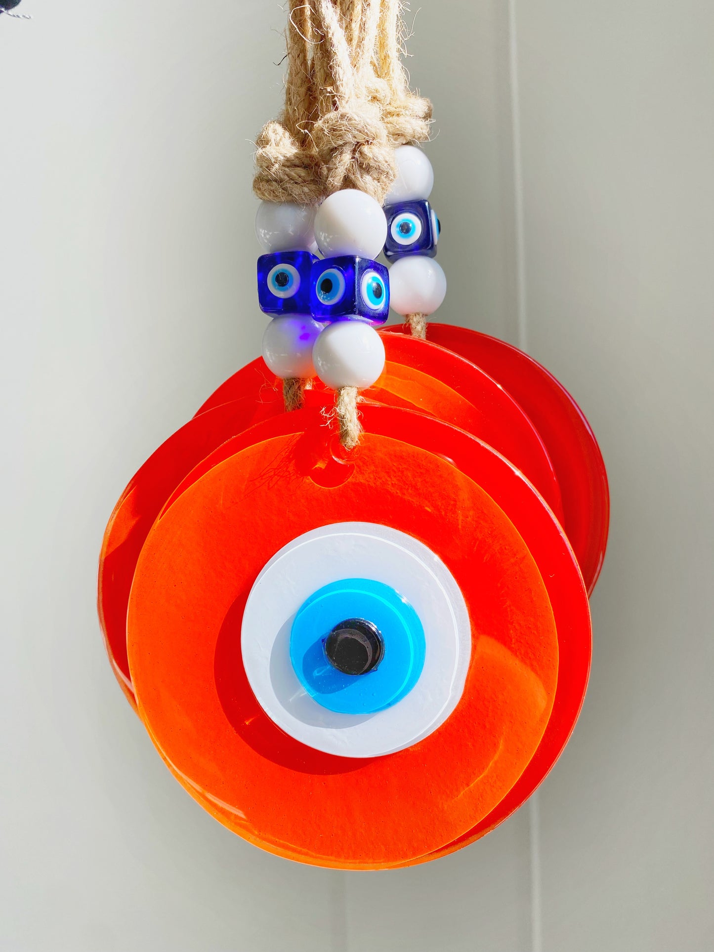 Orange Evil Eye Glass XL Amulet Decor