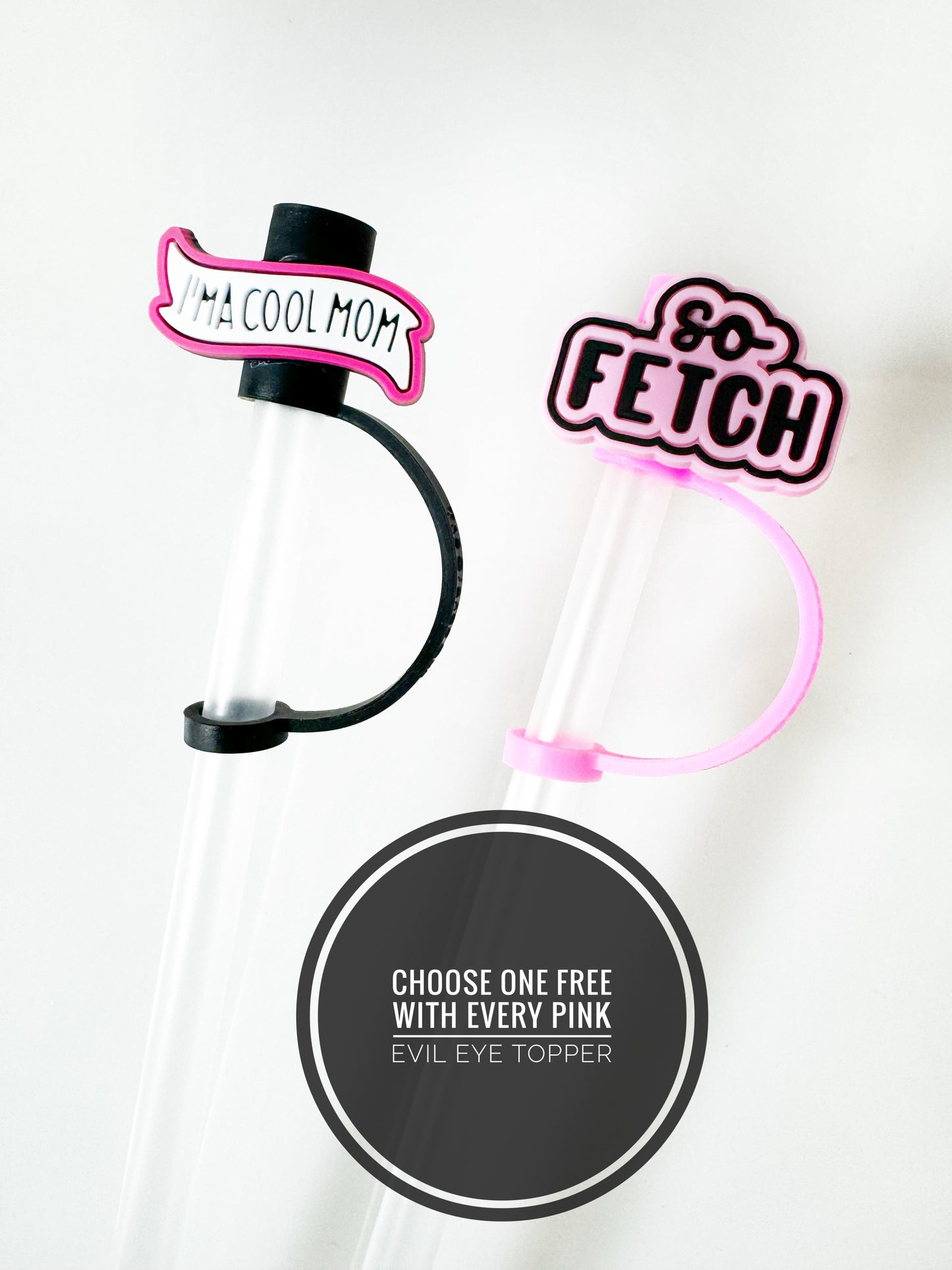 PINK Evil Eye Straw Topper Cover & Straw + FREE GIFT