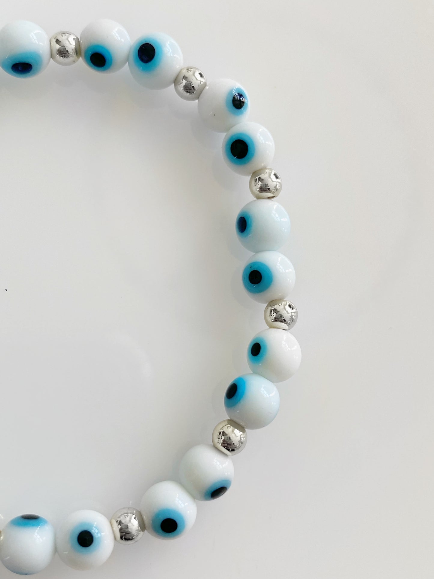 Classic Evil Eye White Beaded Bracelet