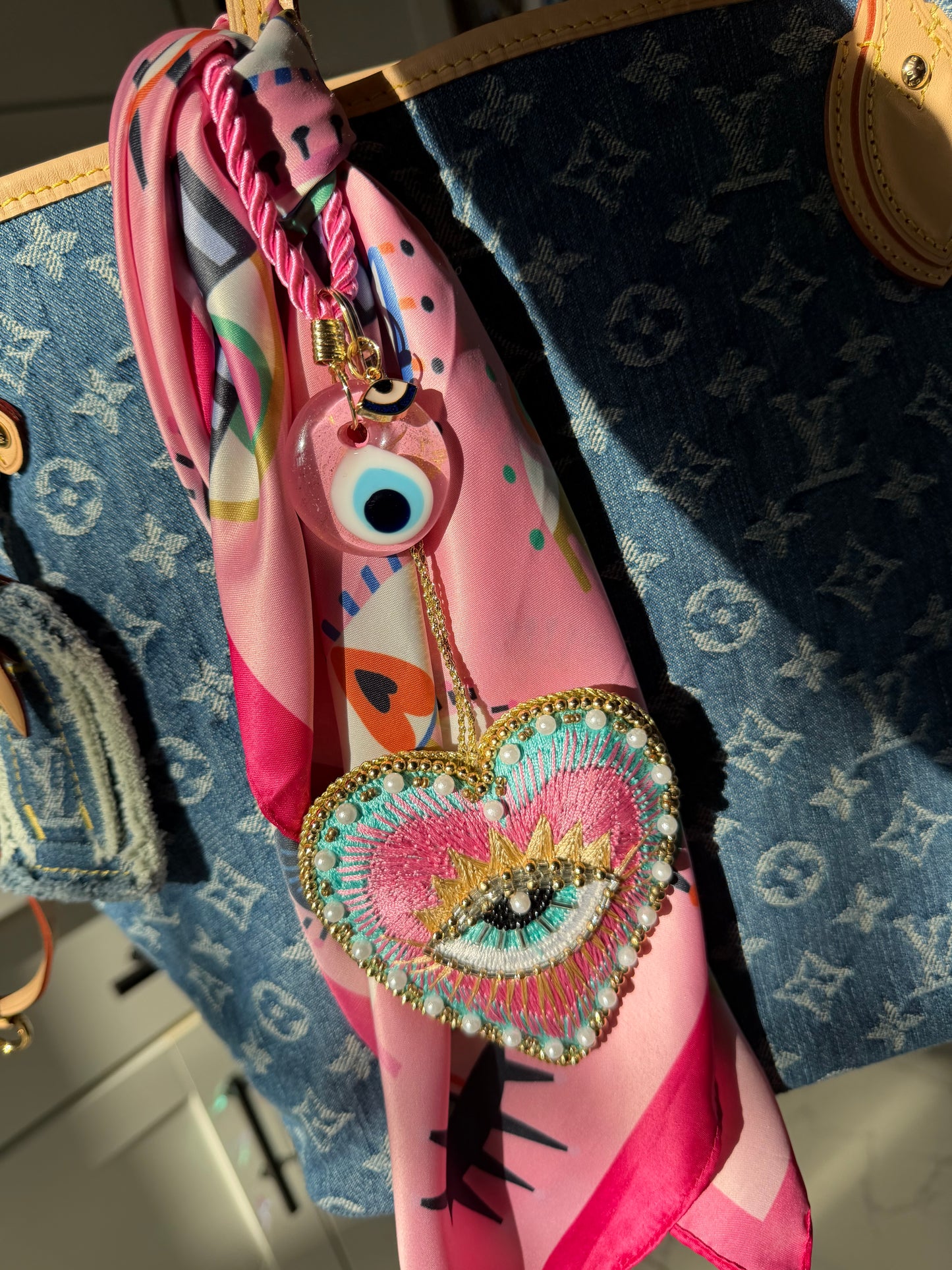 🩷 Pink Energy Evil Eye Satin Scarf