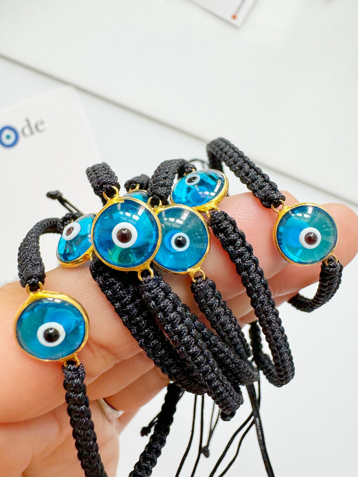 Evil Eye Glass Adjustable Woven Bracelet UNISEX