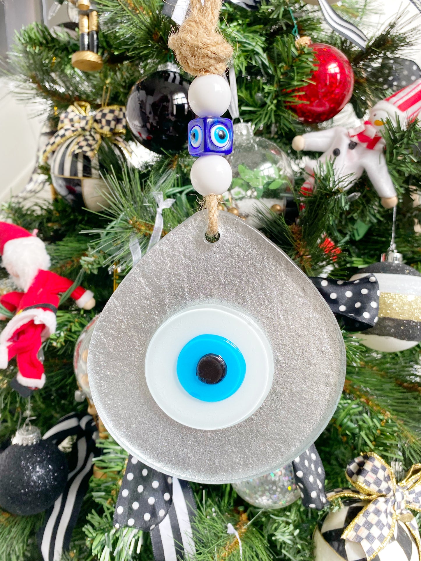 XL METALLIC SILVER Evil Eye Wall Decor Amulet