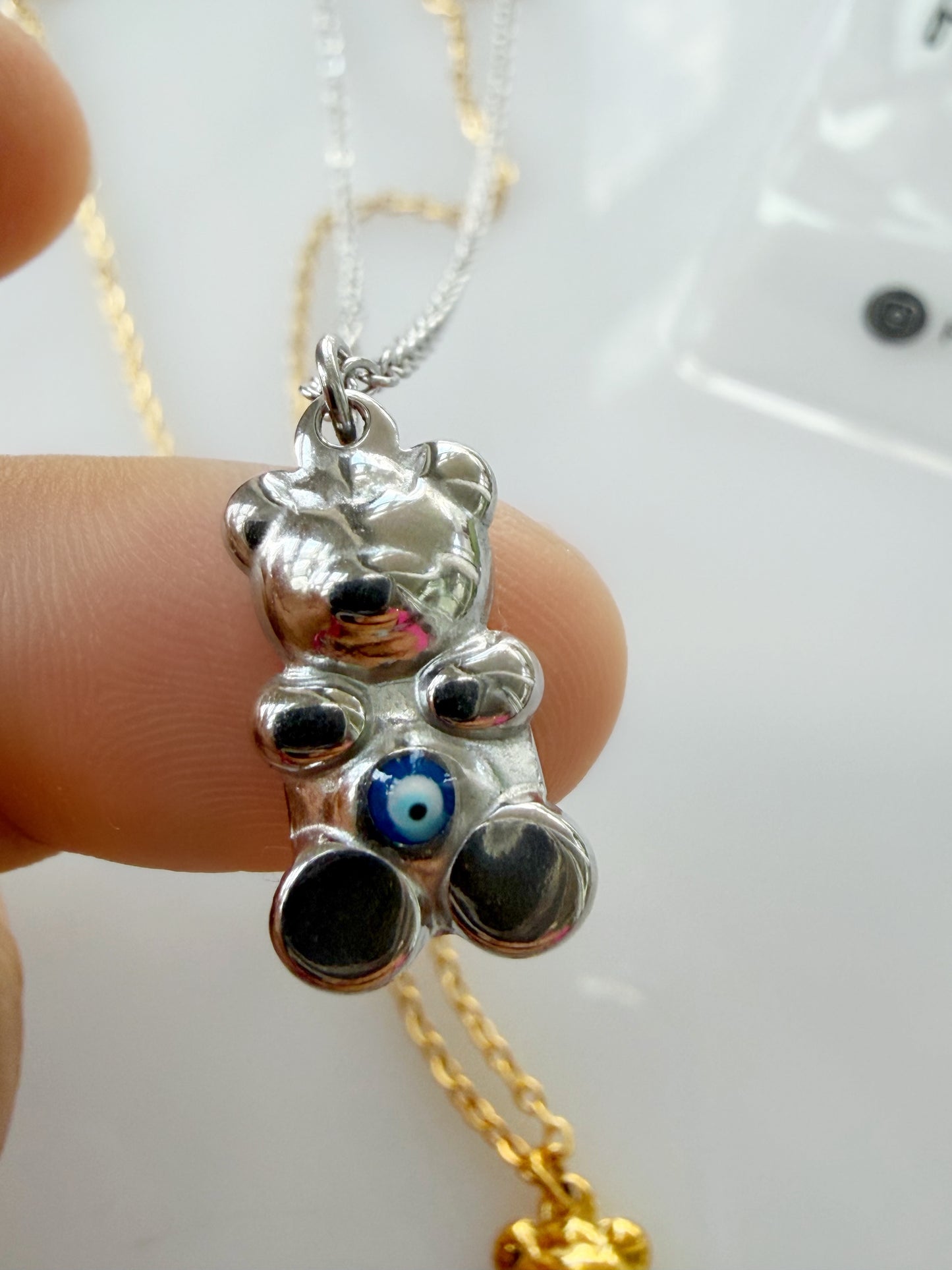 Evil Eye Bear Charm Necklace Custom Design