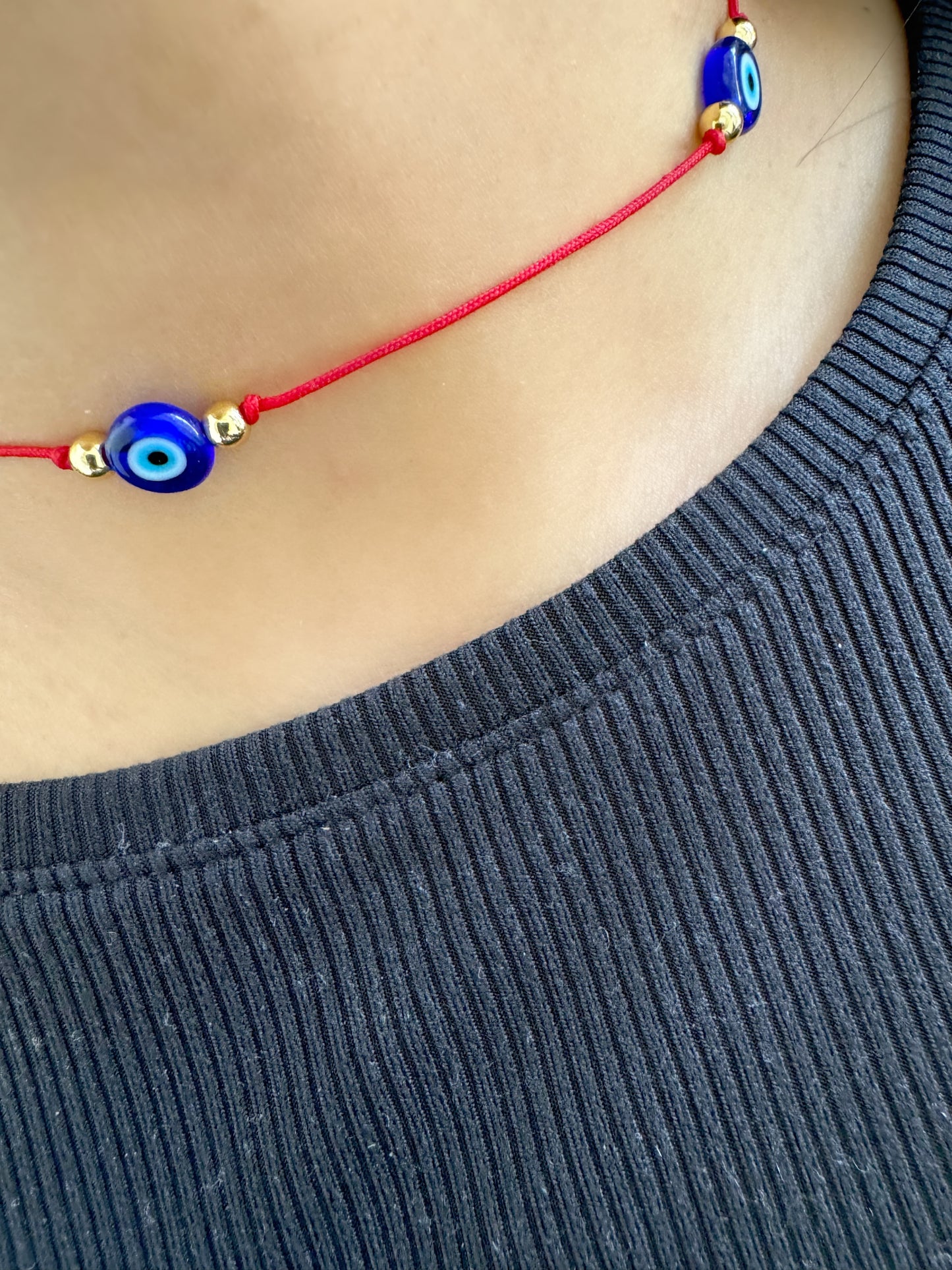 Evil Eye Red String Adjustable Choker Cord Necklace