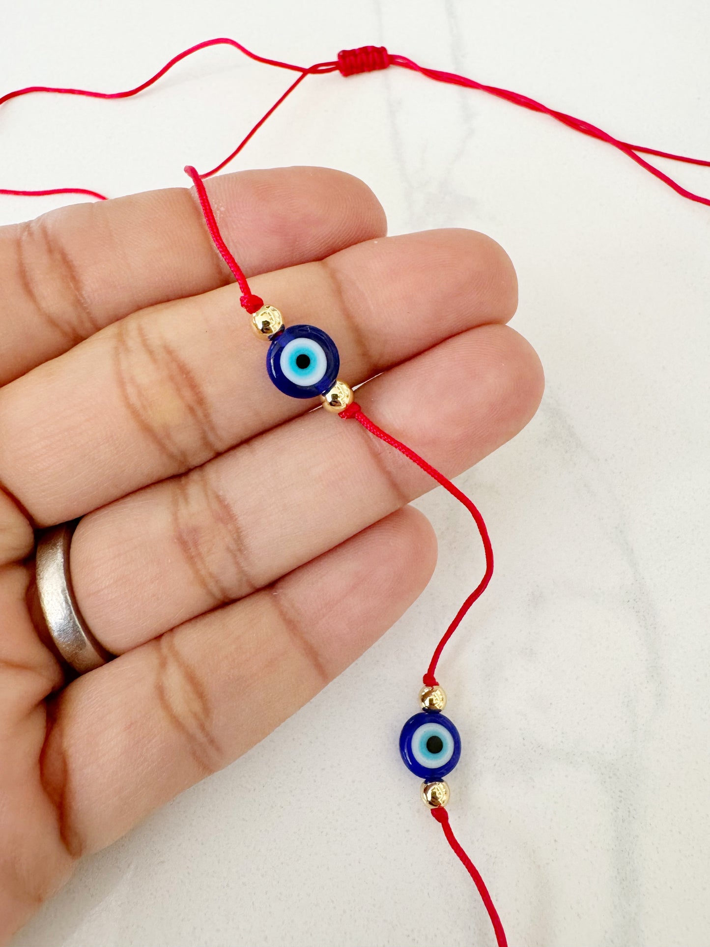 Evil Eye Red String Adjustable Choker Cord Necklace