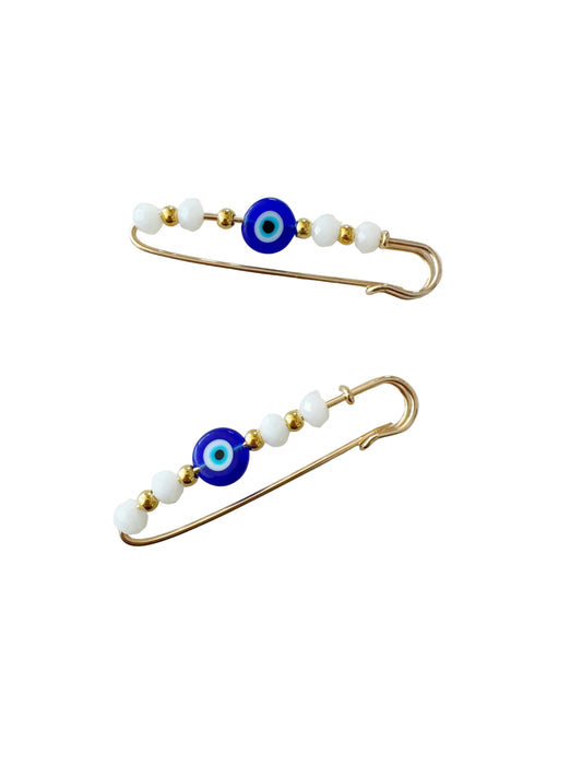 Evil Eye Beaded XL Safety Pin Charm