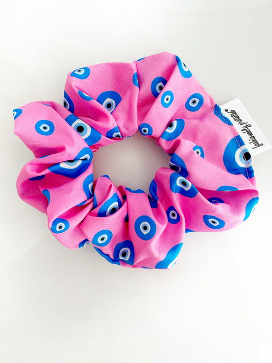 Pink Evil Eye Oversized Hair Tie Scrunchie Gift Valentine Galentine