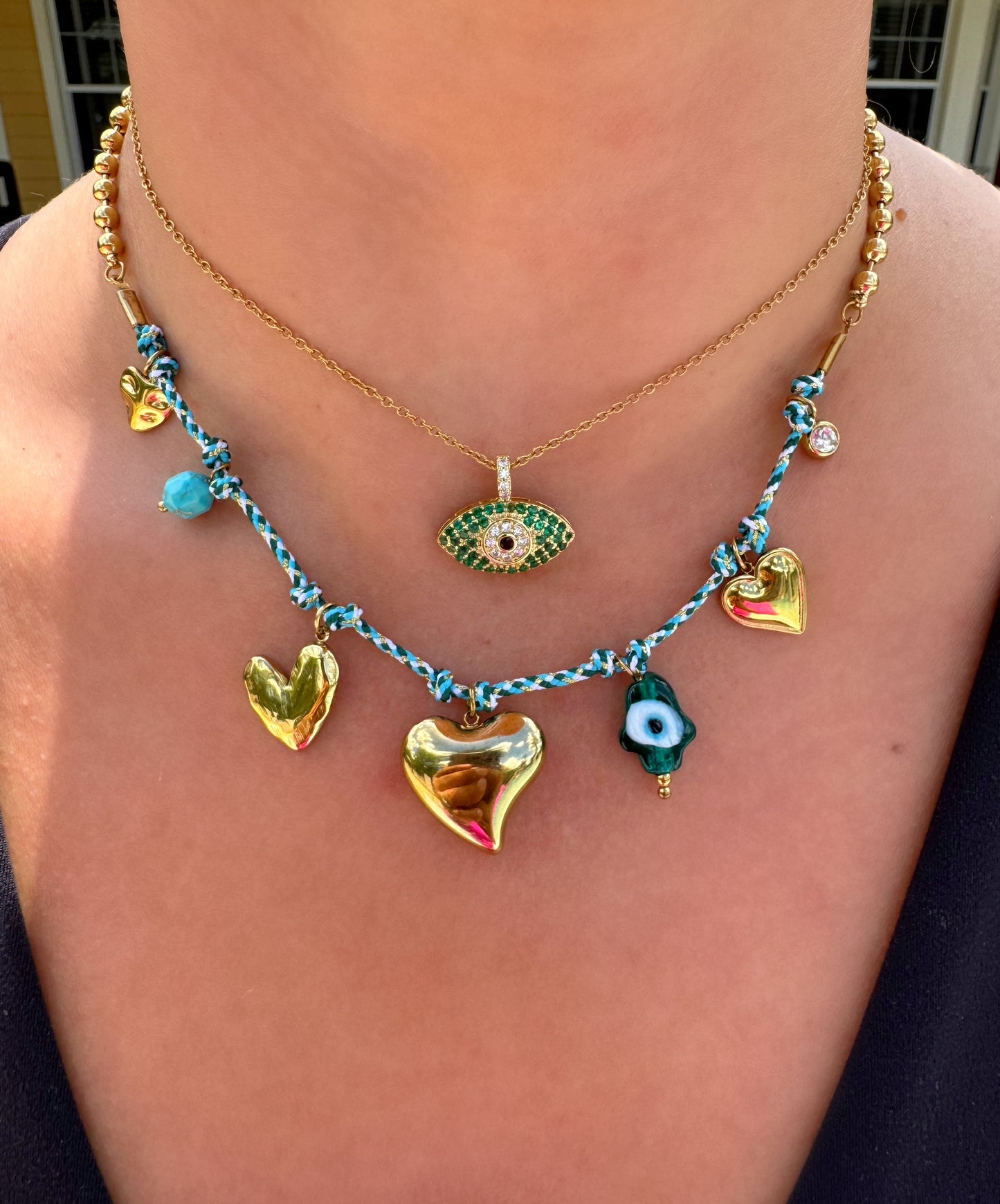Green Crystal Evil Eye Necklace