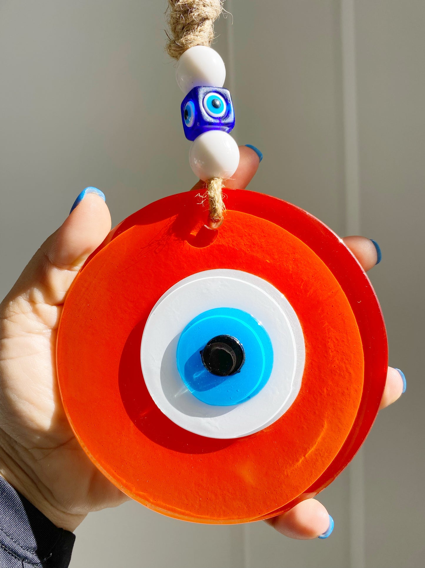 Orange Evil Eye Glass XL Amulet Decor