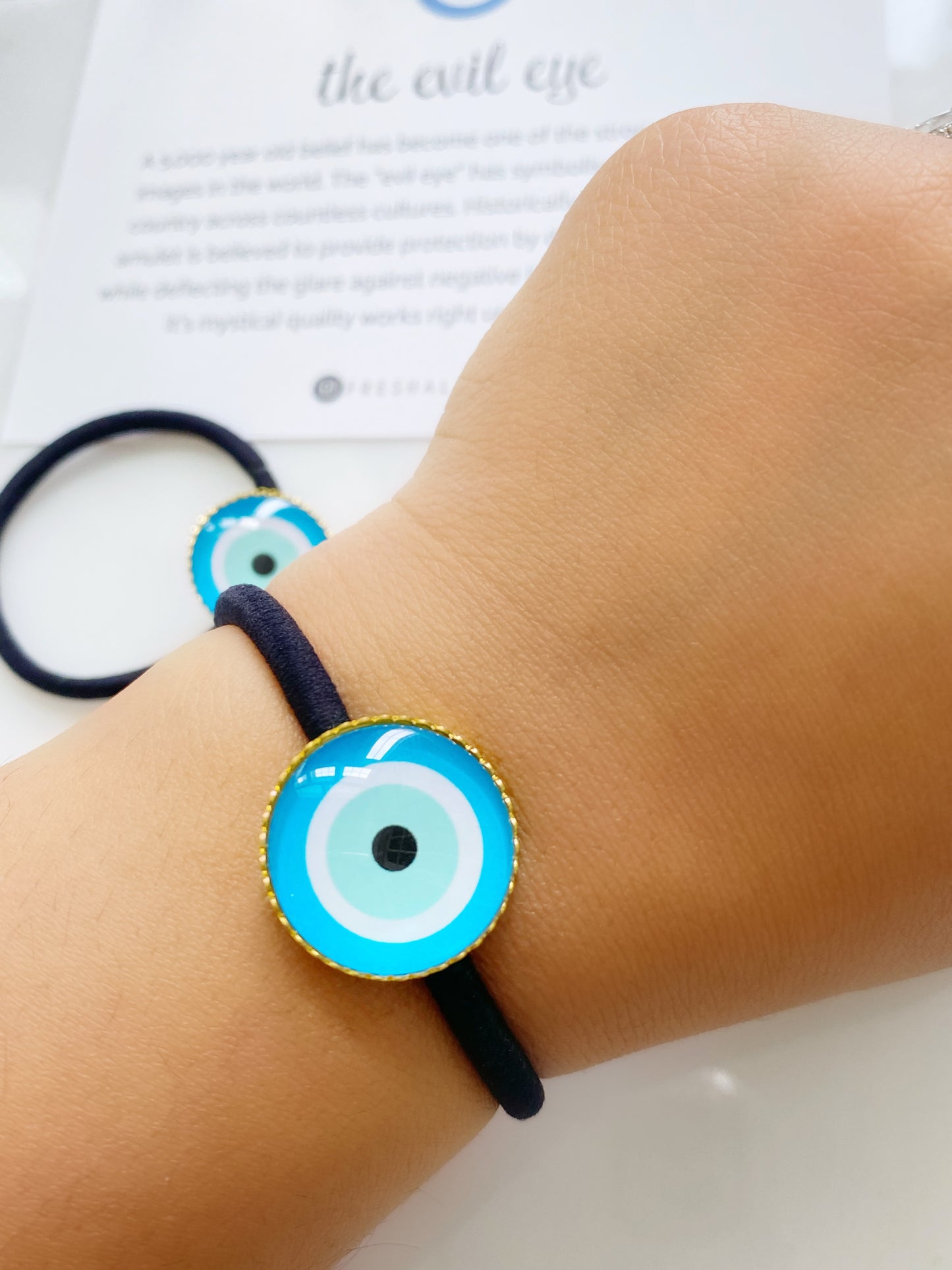 Evil Eye Gold Plated Hair Tie Bracelet