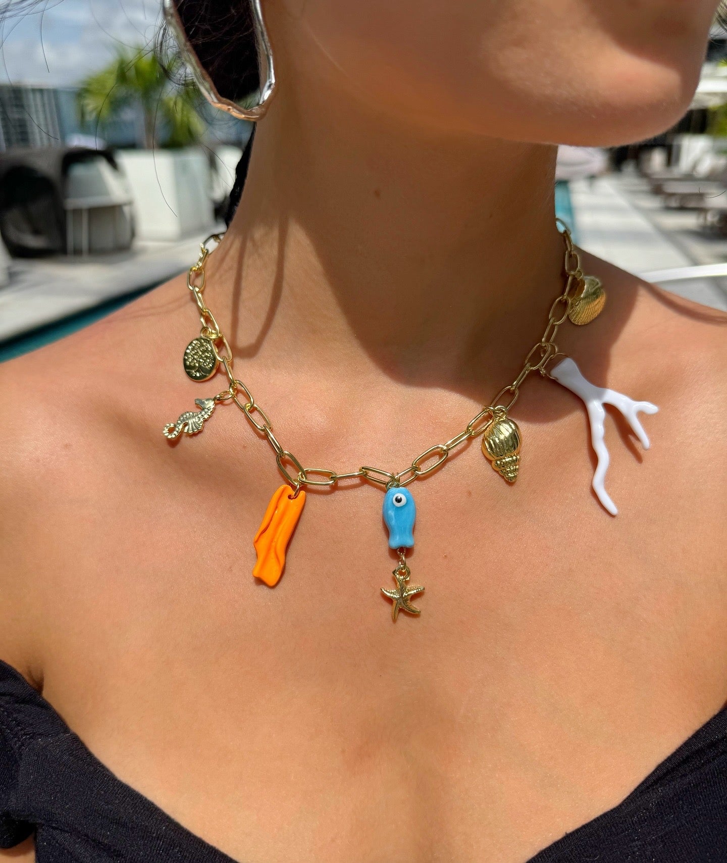 Under the Sea Evil Eye Charmed Necklace