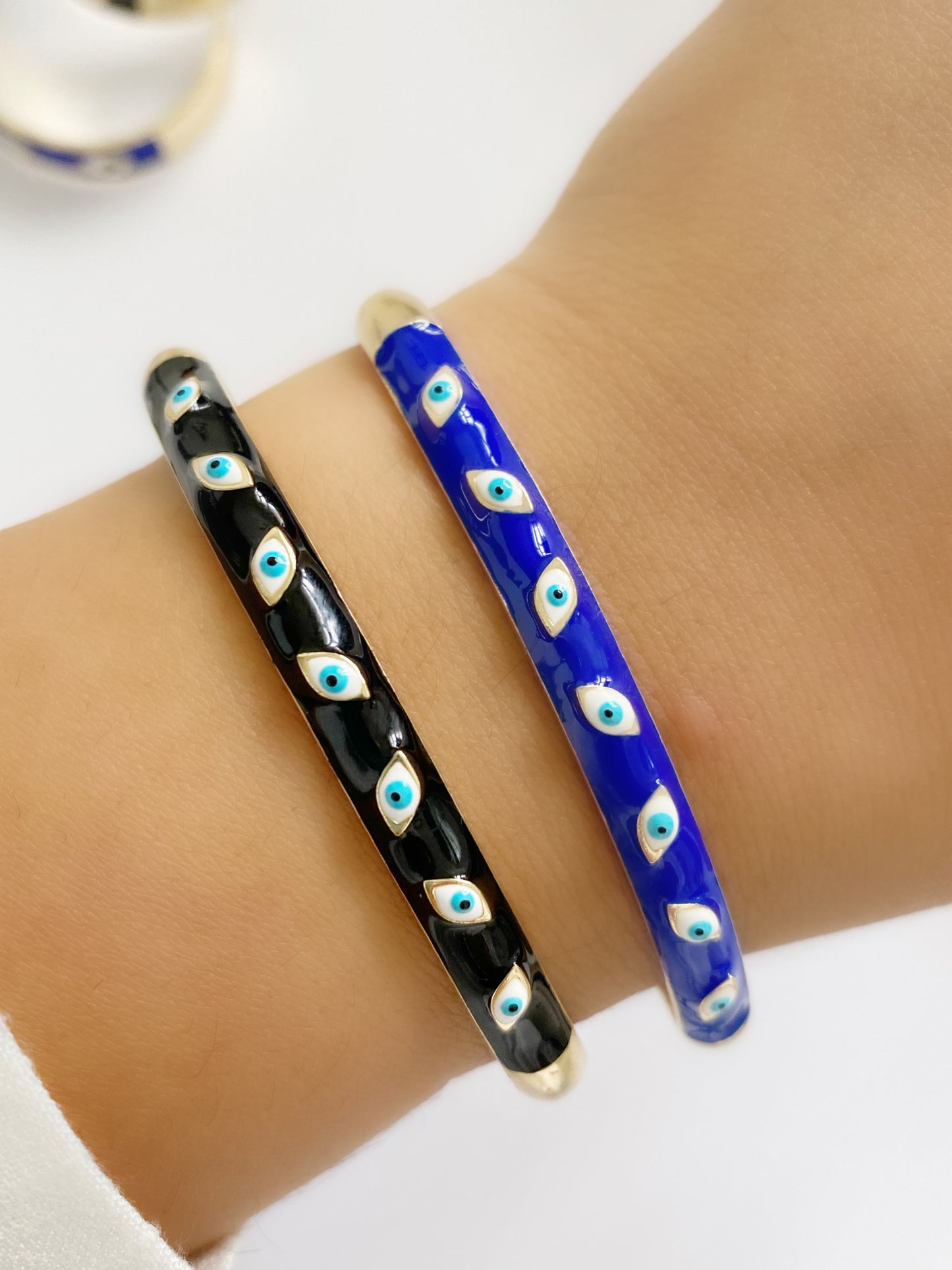 Evil Eye Enamel Bangle Cuffs