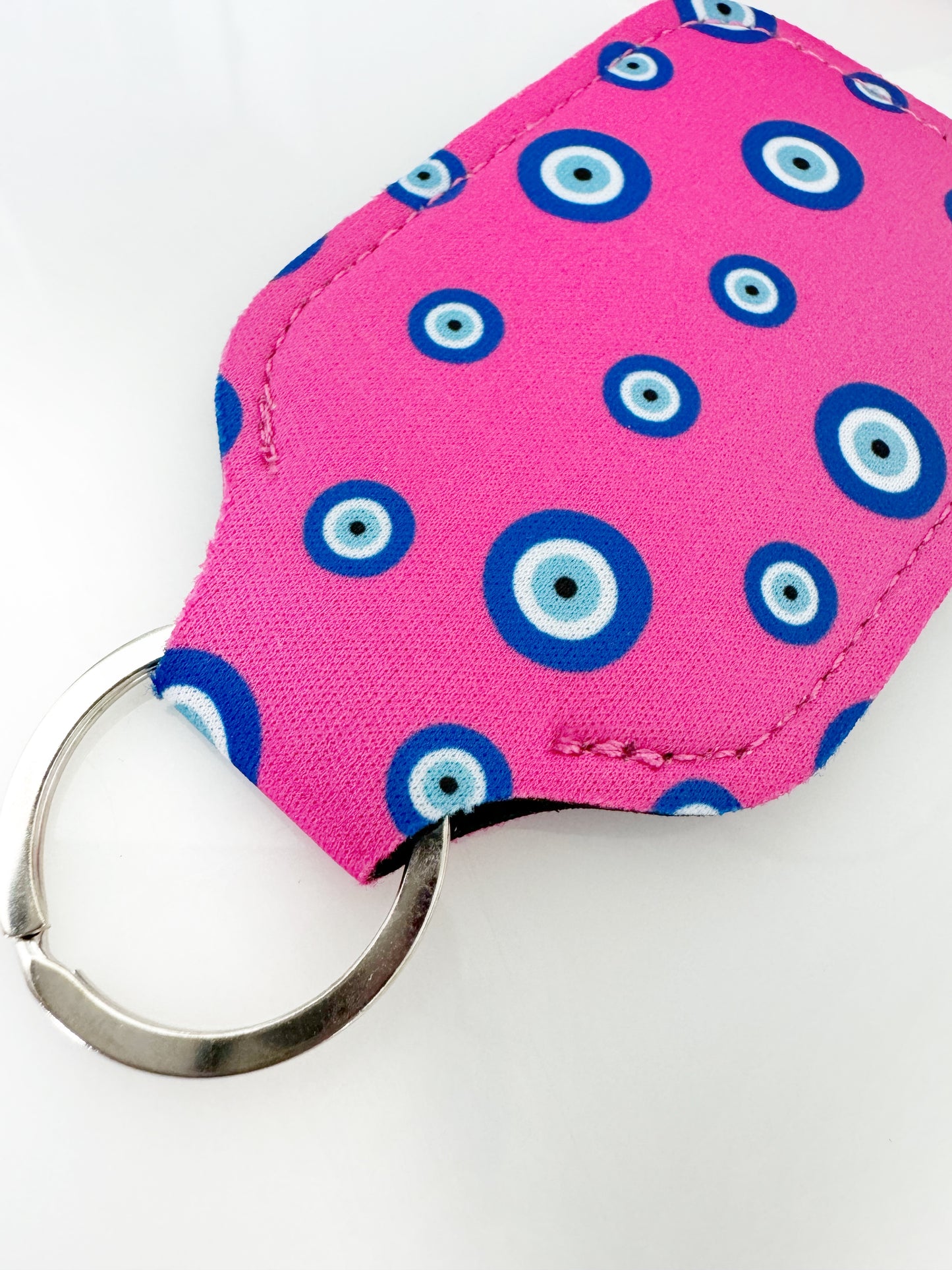 LIMITED EDITION Pink Evil Eye Neoprene Hand Sanitizer Holder Keychain