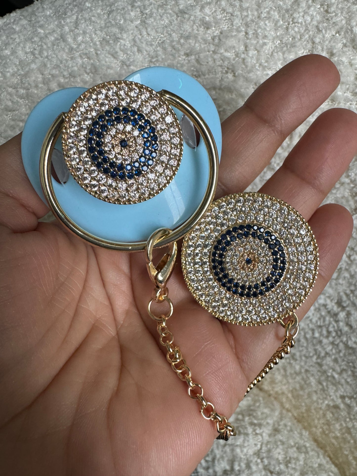 Evil Eye Bling Swarovski Pacifier & Clip