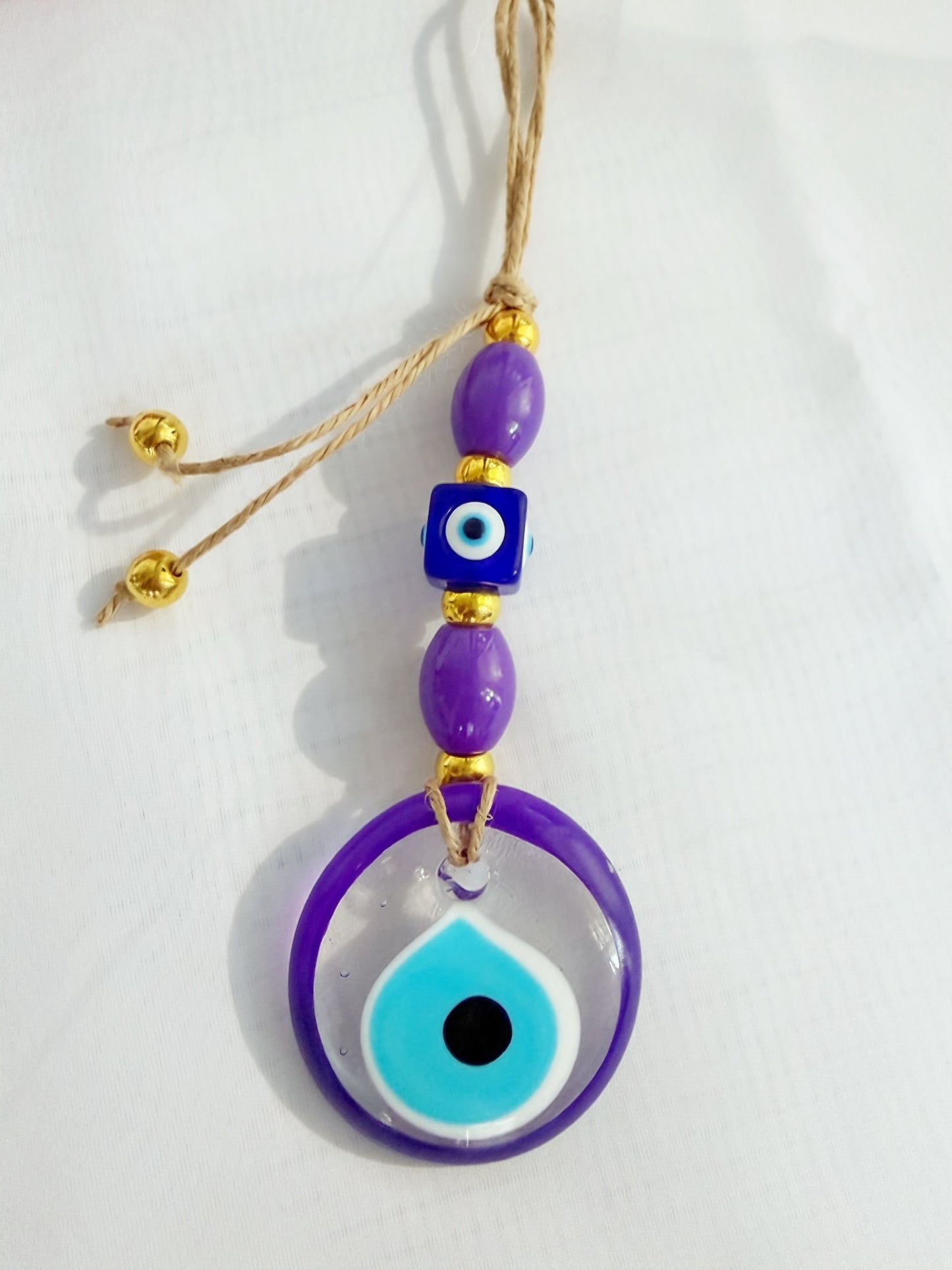 Clear Lavender Painted Evil Eye Amulet