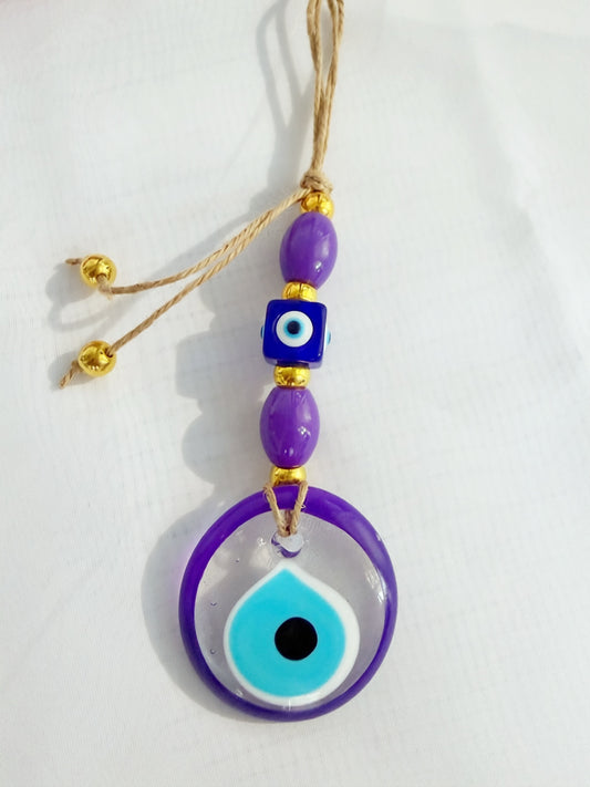 Clear Lavender Painted Evil Eye Amulet