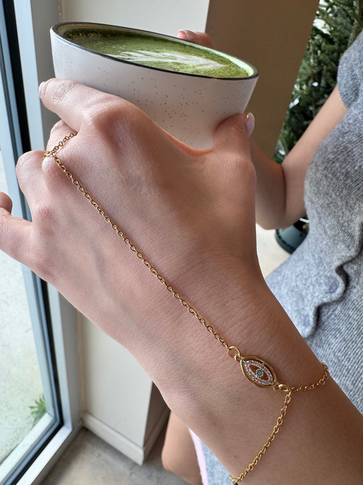 Evil Eye Dainty Crystal Hand Chain