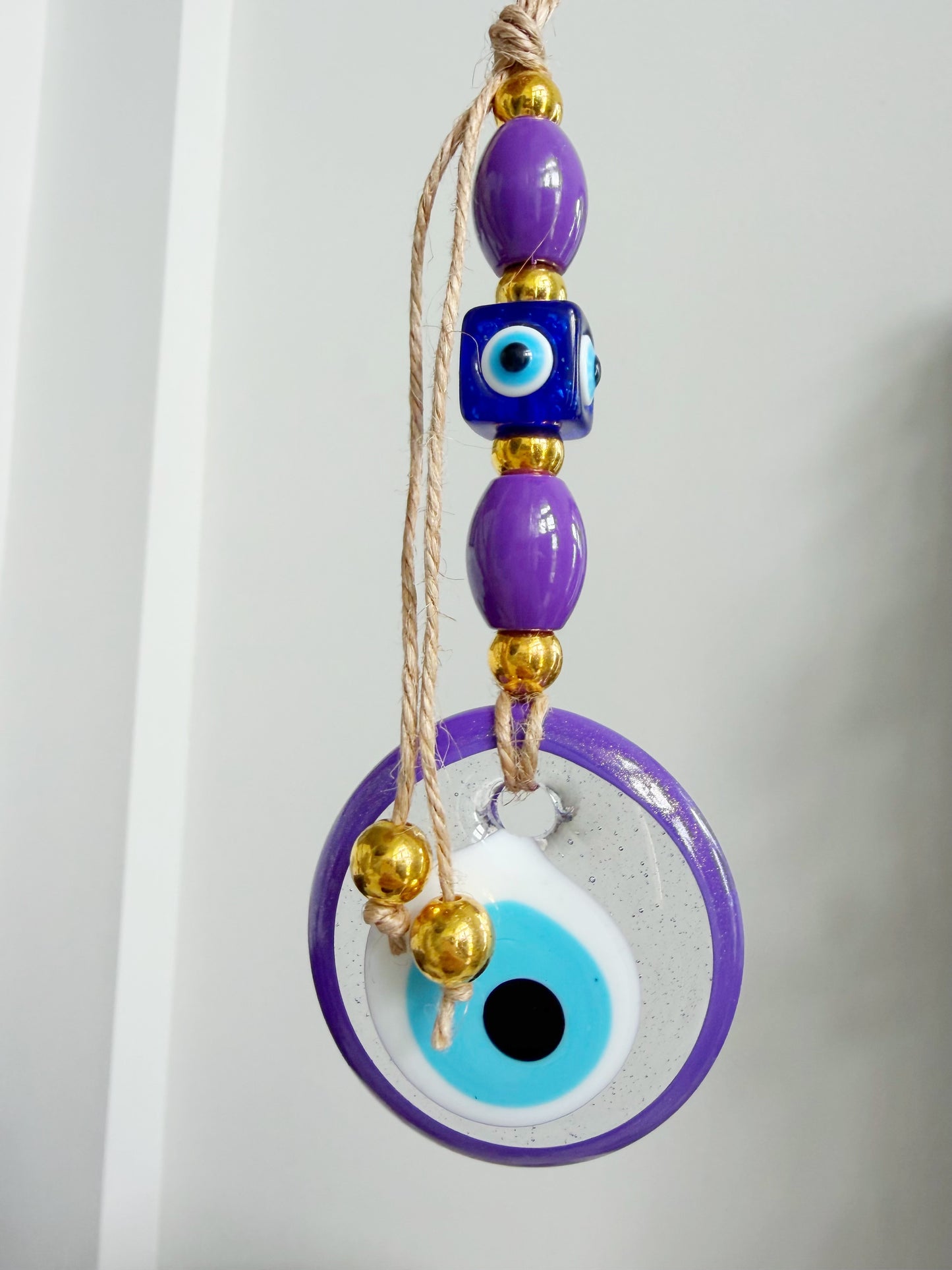 Clear Lavender Painted Evil Eye Amulet