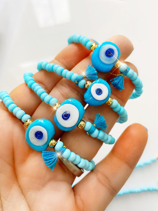 Evil Eye Ceramic Bosphorus Beaded Tassel Bracelet