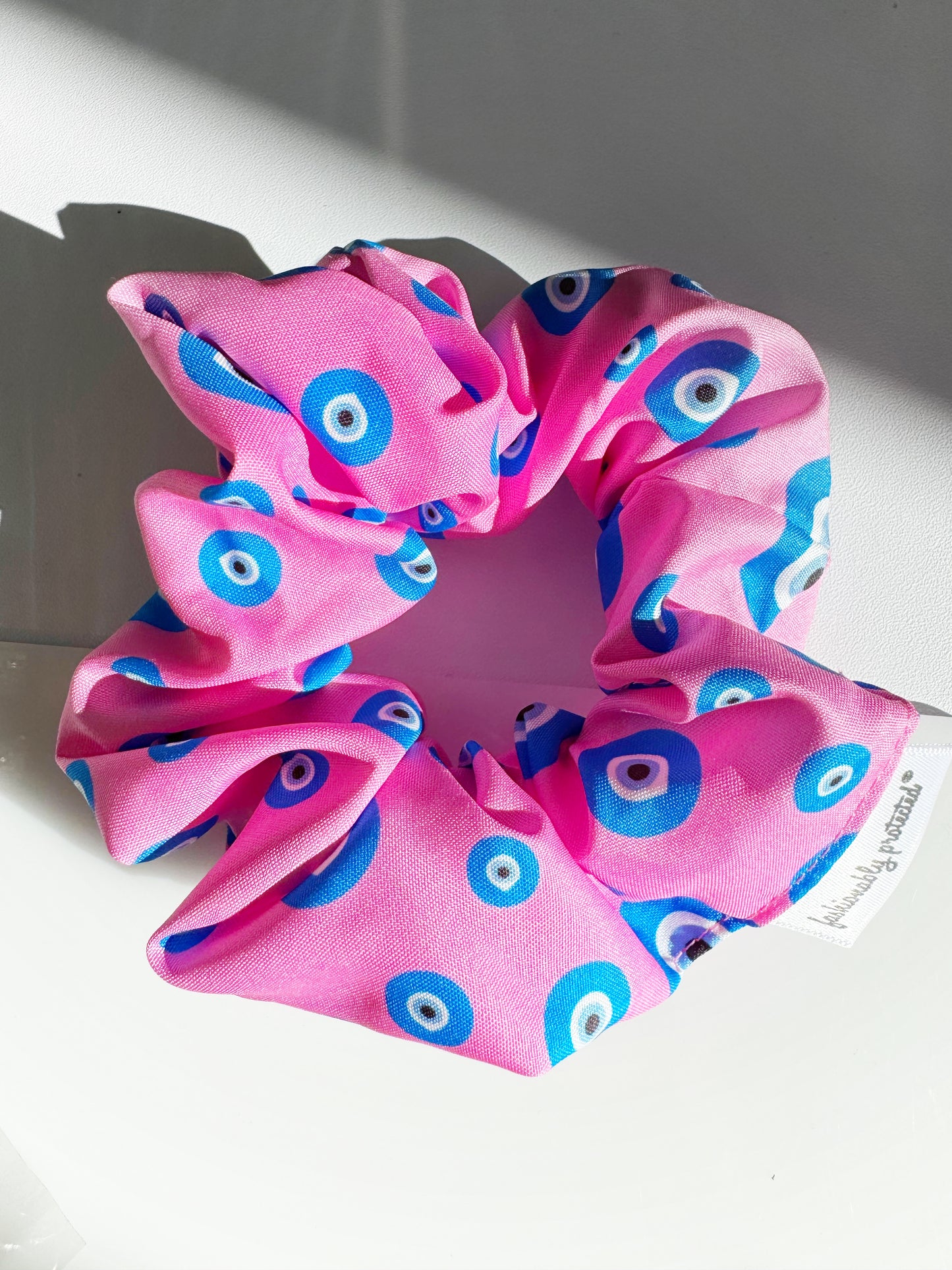 Pink Evil Eye Oversized Hair Tie Scrunchie Gift Valentine Galentine