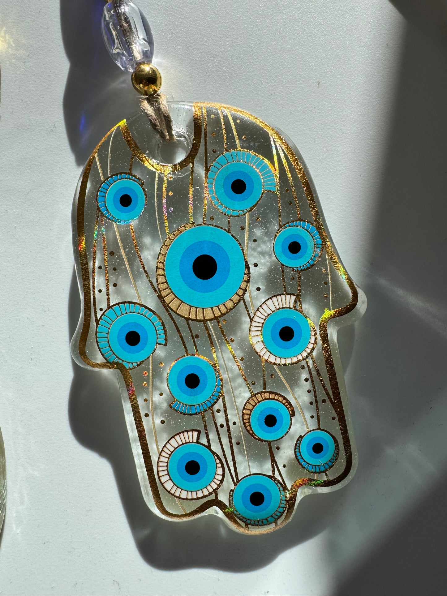 Golden Glass Evil Eye Wall Decor Amulet with free gift bag